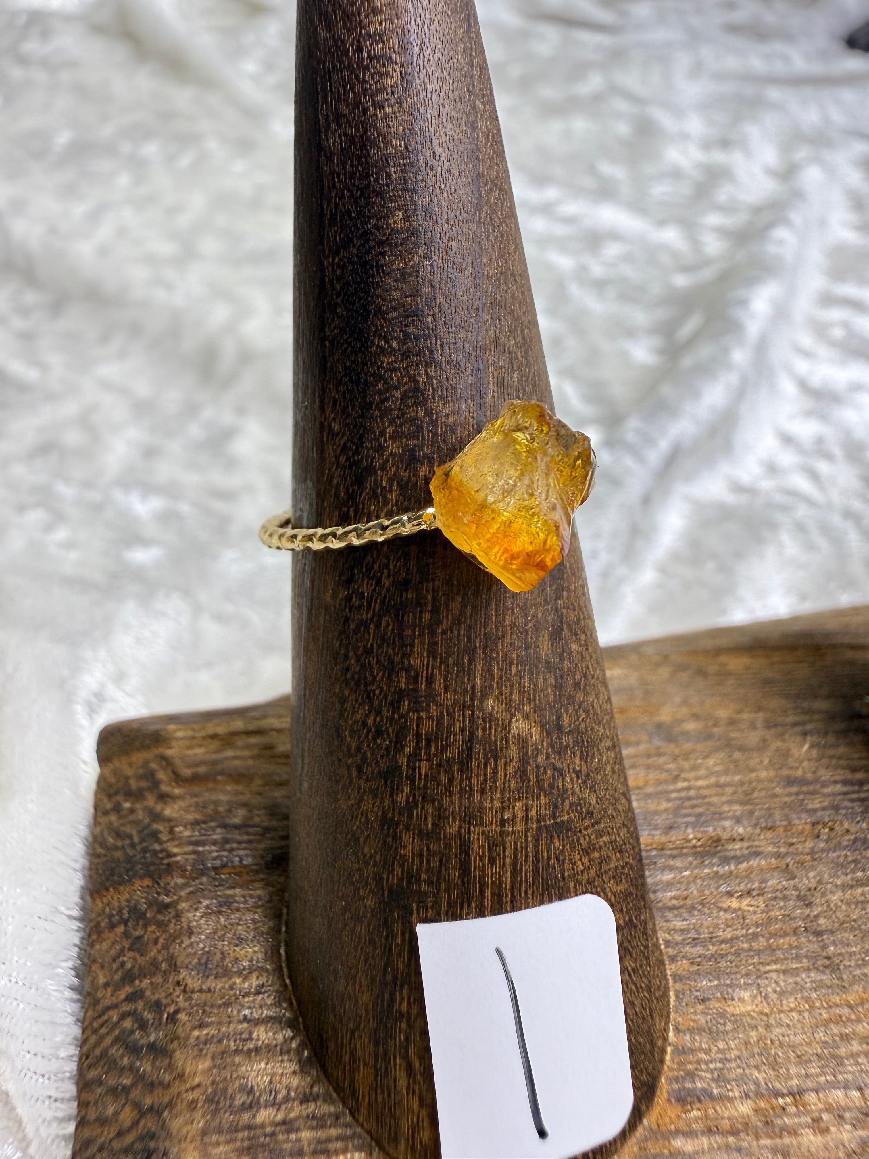 One-of-a-Kind Raw Citrine Ring #1 | Handmade Adjustable Hypoallergenic Crystal Jewelry