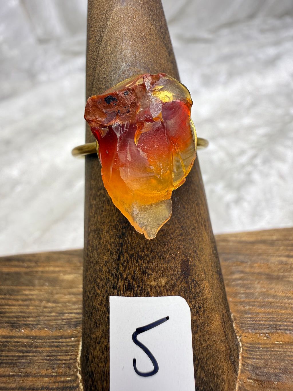 One-of-a-Kind Raw Carnelian Ring #5 | Handmade Adjustable Hypoallergenic Crystal Jewelry