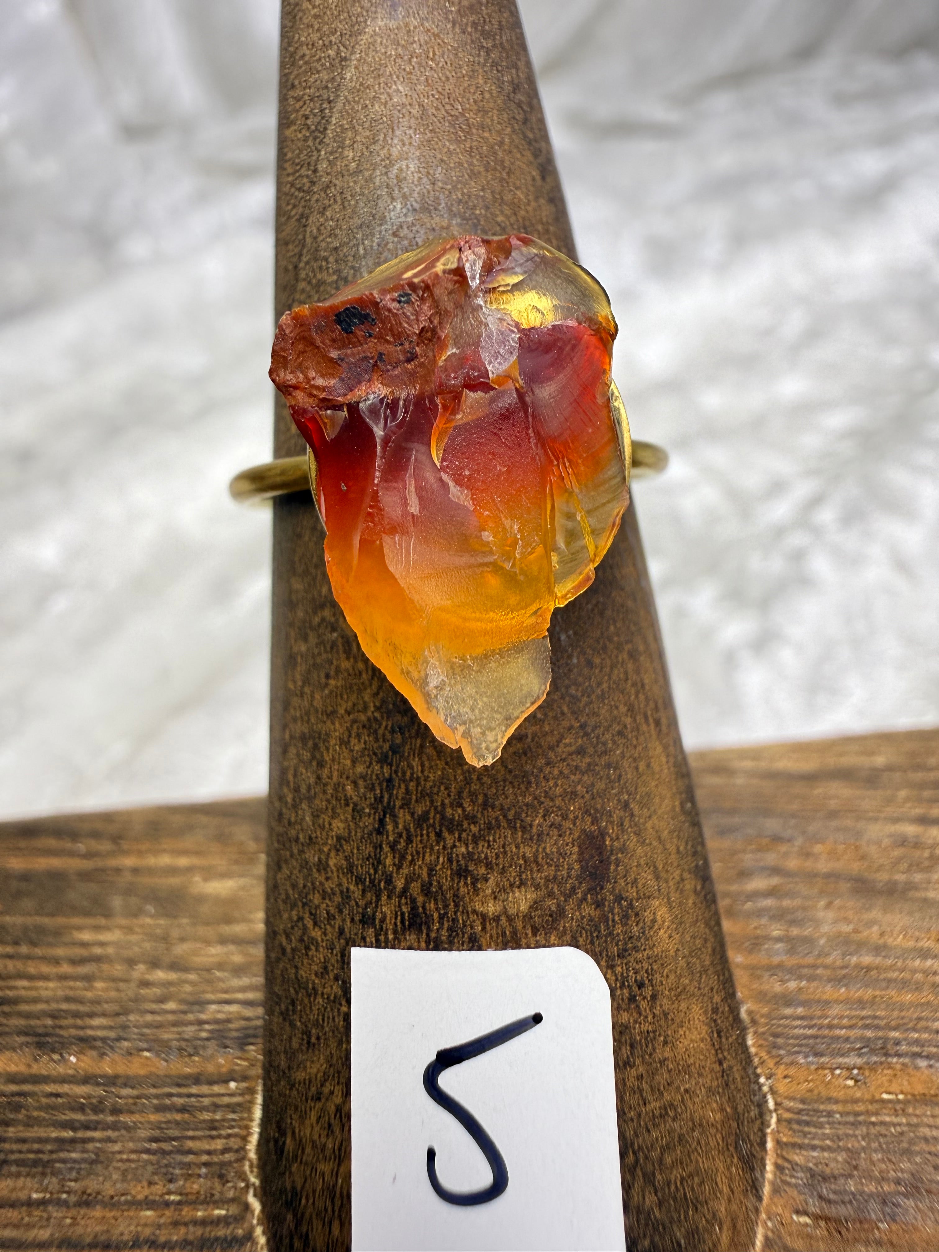 One-of-a-Kind Raw Carnelian Ring #5 | Handmade Adjustable Hypoallergenic Crystal Jewelry