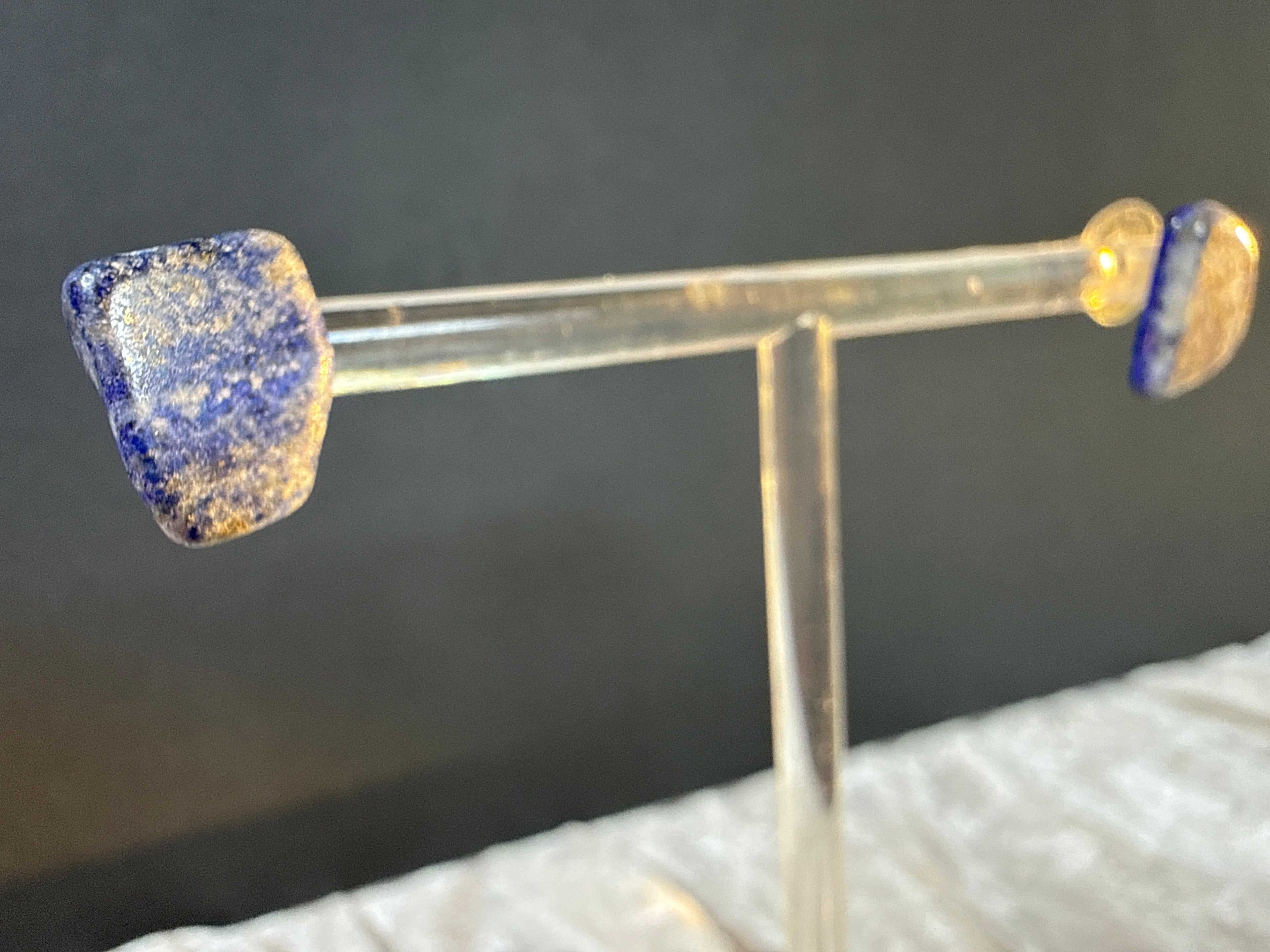 Natural Lapis Lazuli Crystal Earrings - Metal Free