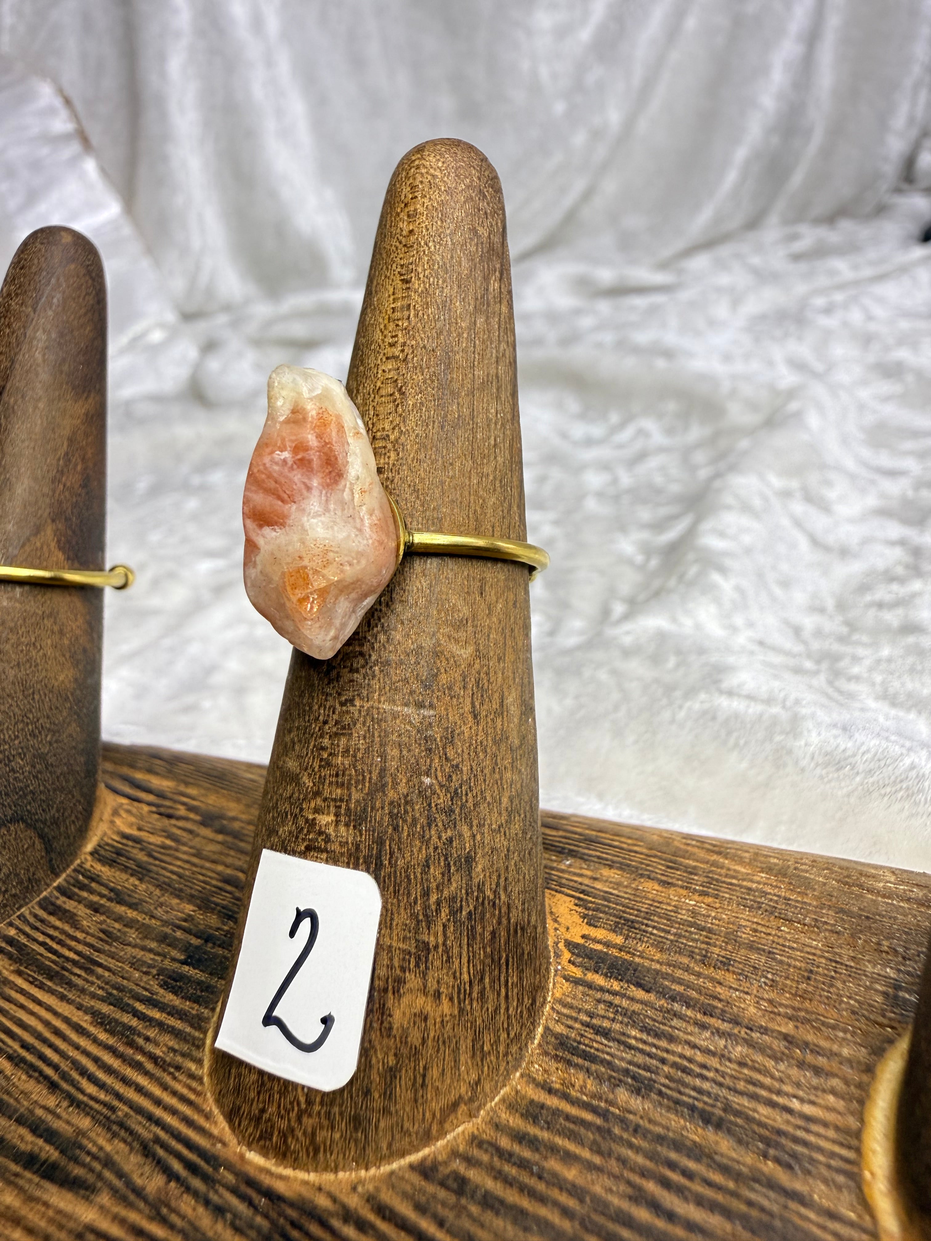 One-of-a-Kind Raw Sunstone Ring #2 | Handmade Adjustable Hypoallergenic Crystal Jewelry