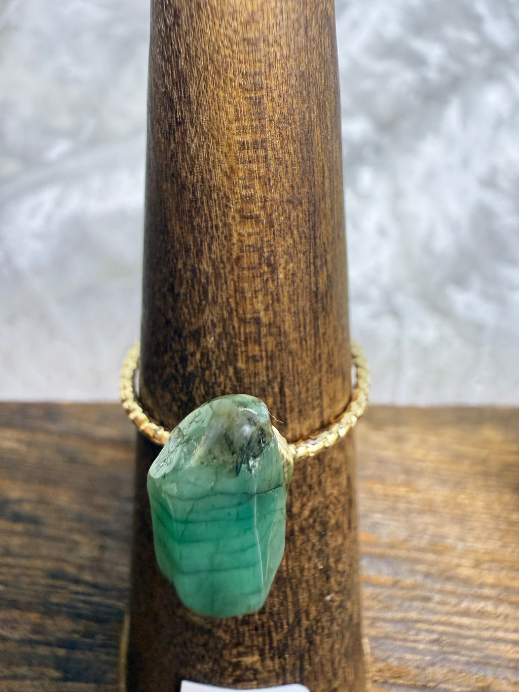 One-of-a-Kind Raw Emerald Ring #2 | Handmade Adjustable Hypoallergenic Crystal Jewelry