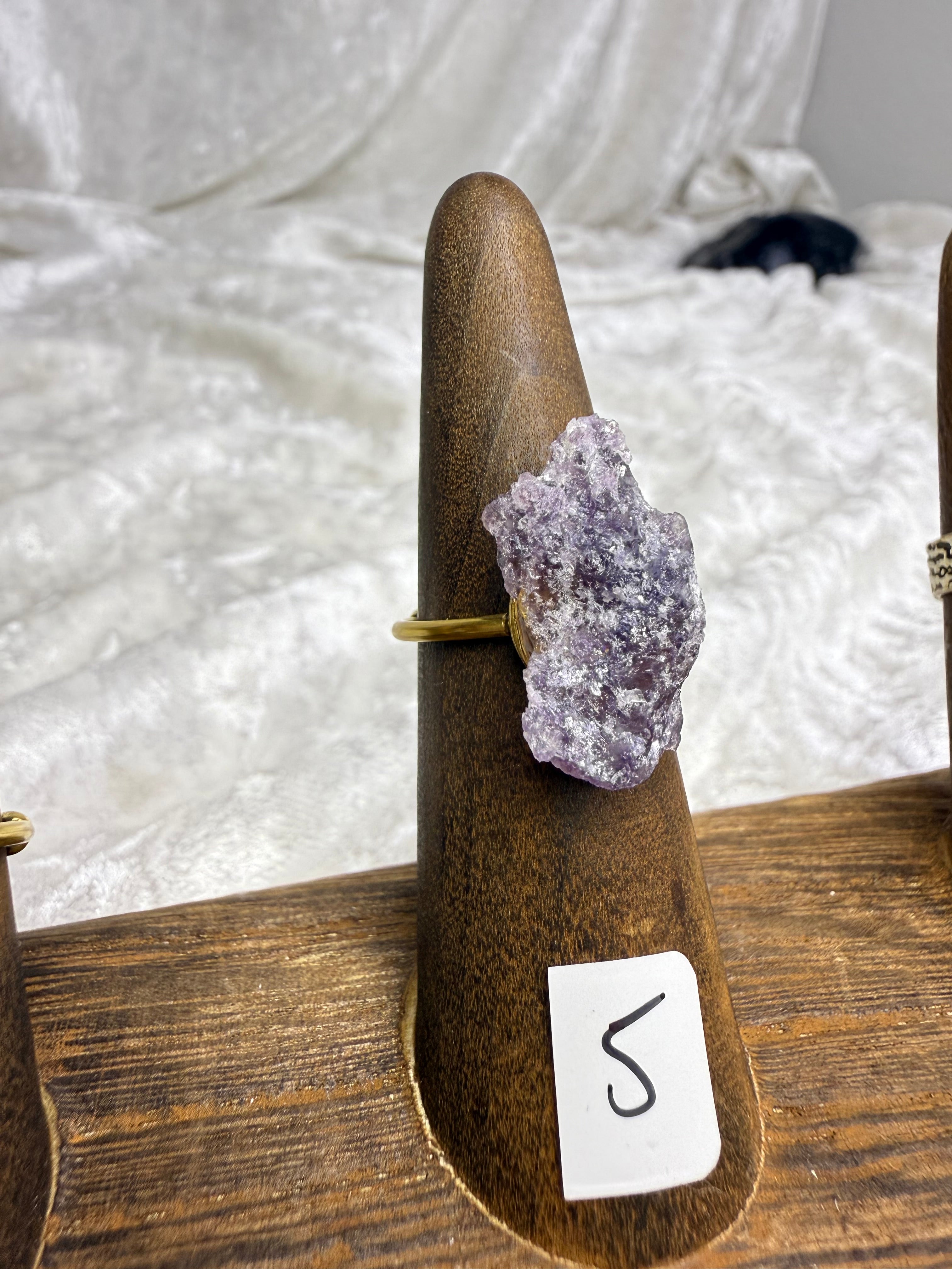 One-of-a-Kind Raw Lepidolite Ring #5 | Handmade Adjustable Hypoallergenic Crystal Jewelry