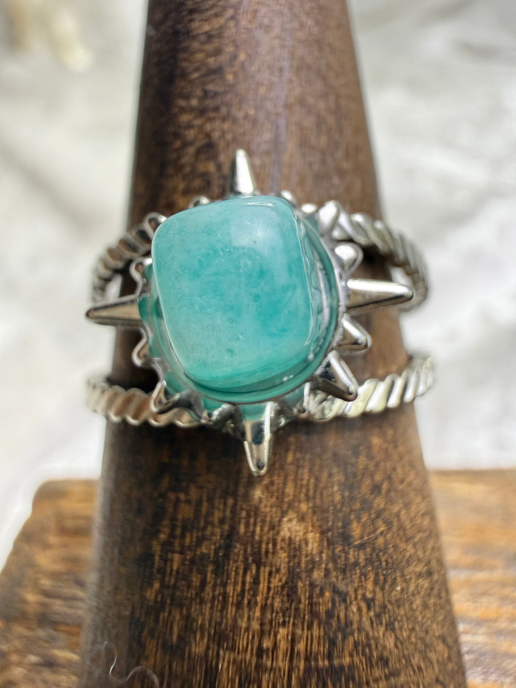One-of-a-Kind Aquamarine Ring #1 | Handmade Adjustable Hypoallergenic Crystal Jewelry