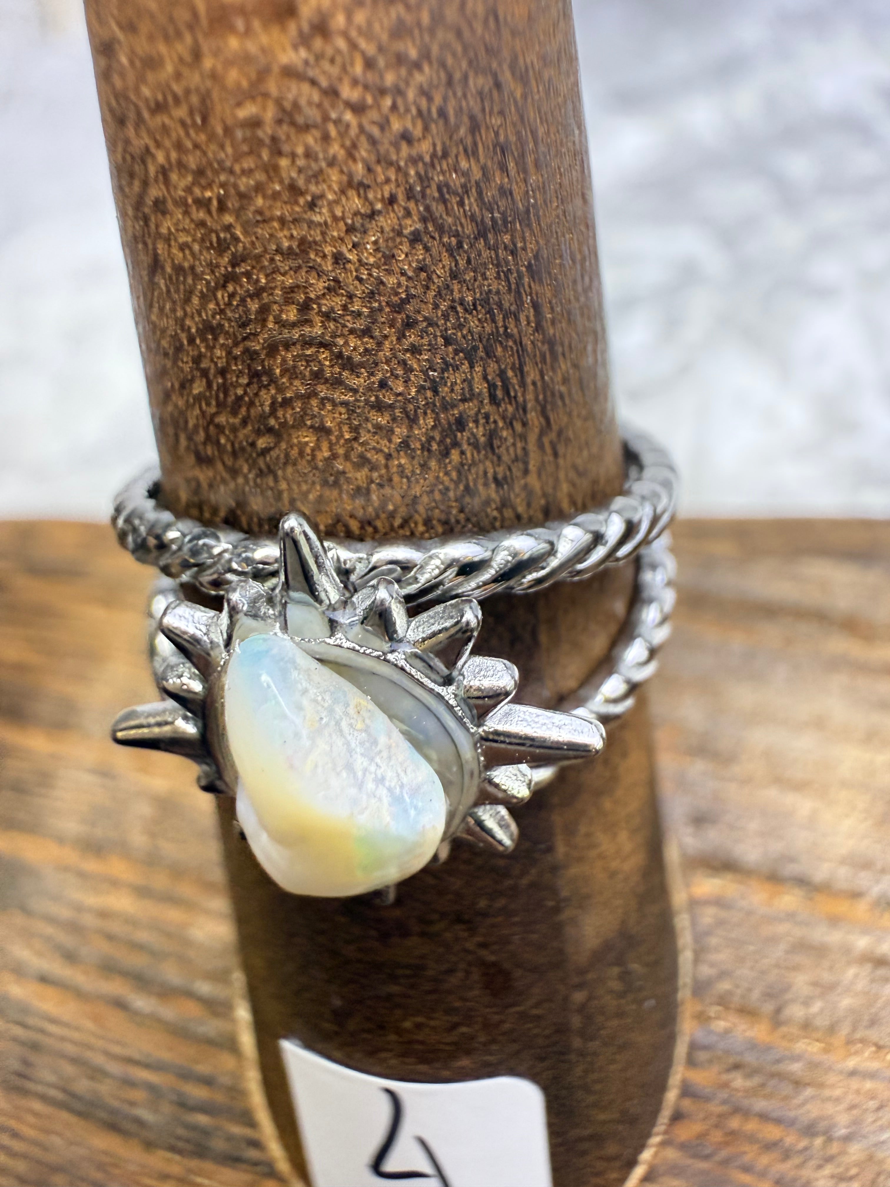 One-of-a-Kind Raw Opal Ring #4 | Handmade Adjustable Hypoallergenic Crystal Jewelry