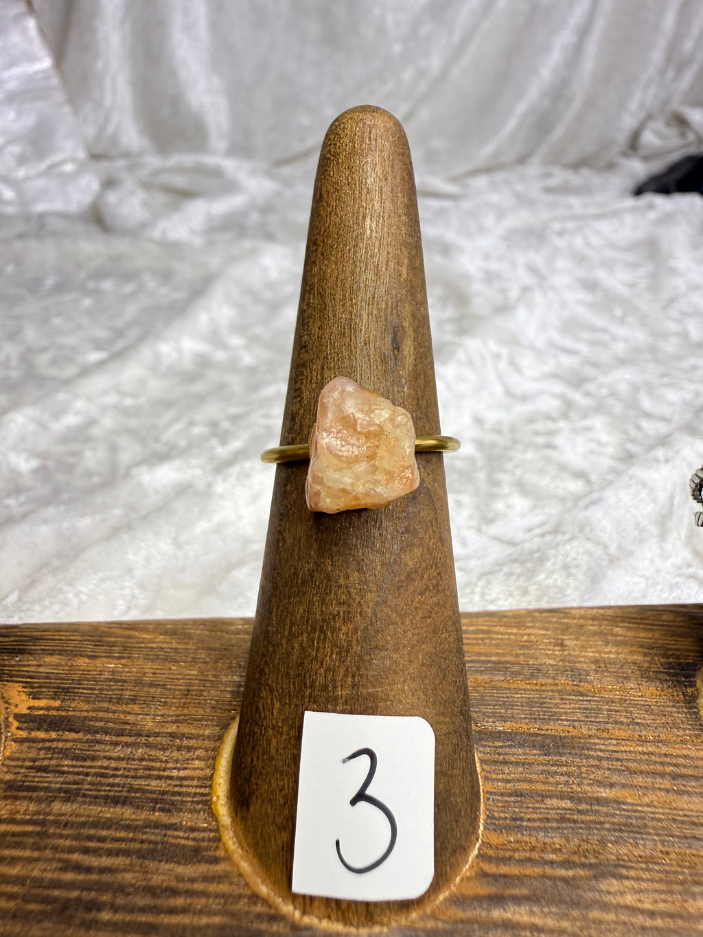 One-of-a-Kind Raw Sunstone Ring #3 | Handmade Adjustable Hypoallergenic Crystal Jewelry