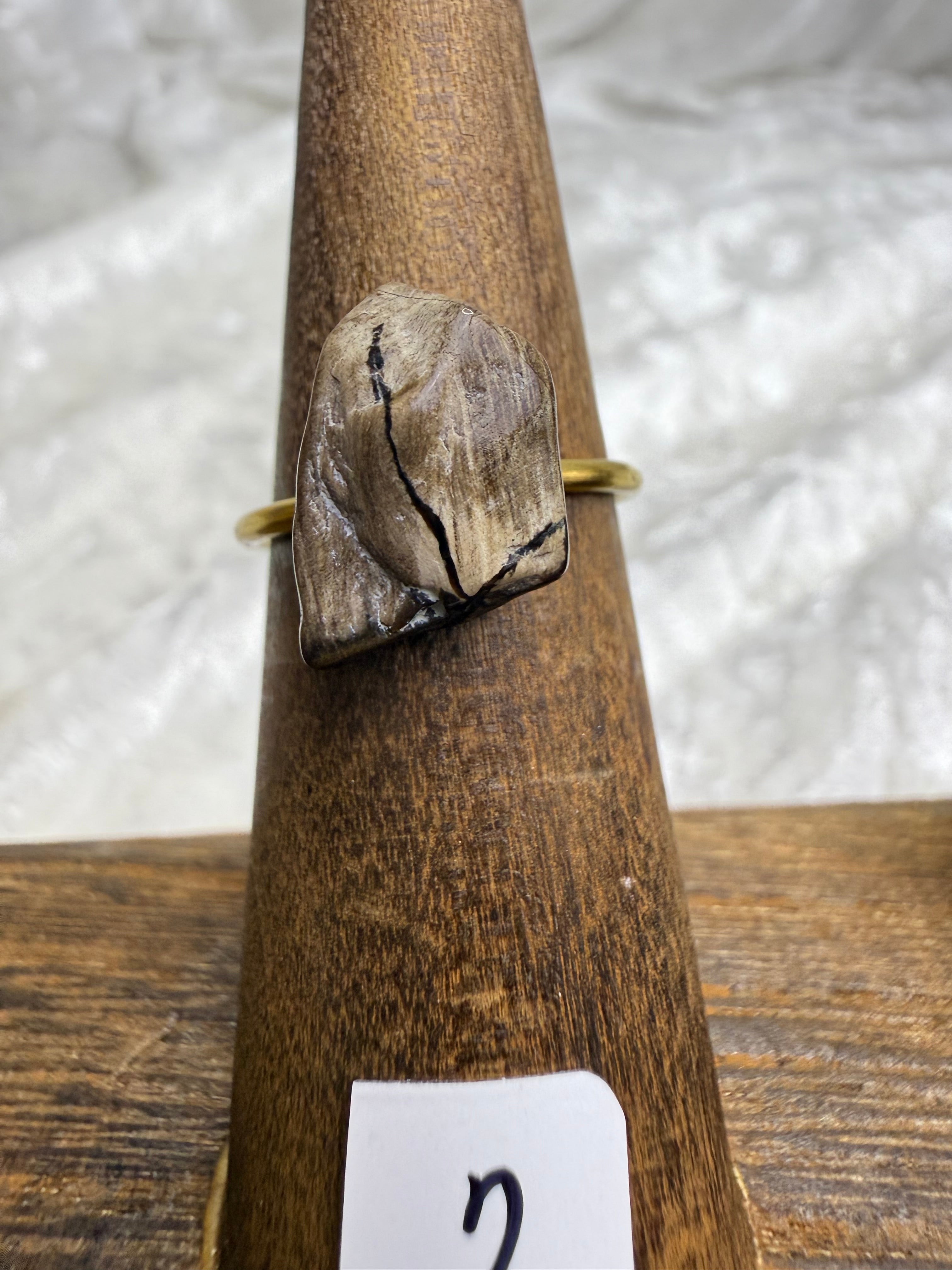 One-of-a-Kind Raw Petrified Wood Ring #2 | Handmade Adjustable Hypoallergenic Crystal Jewelry