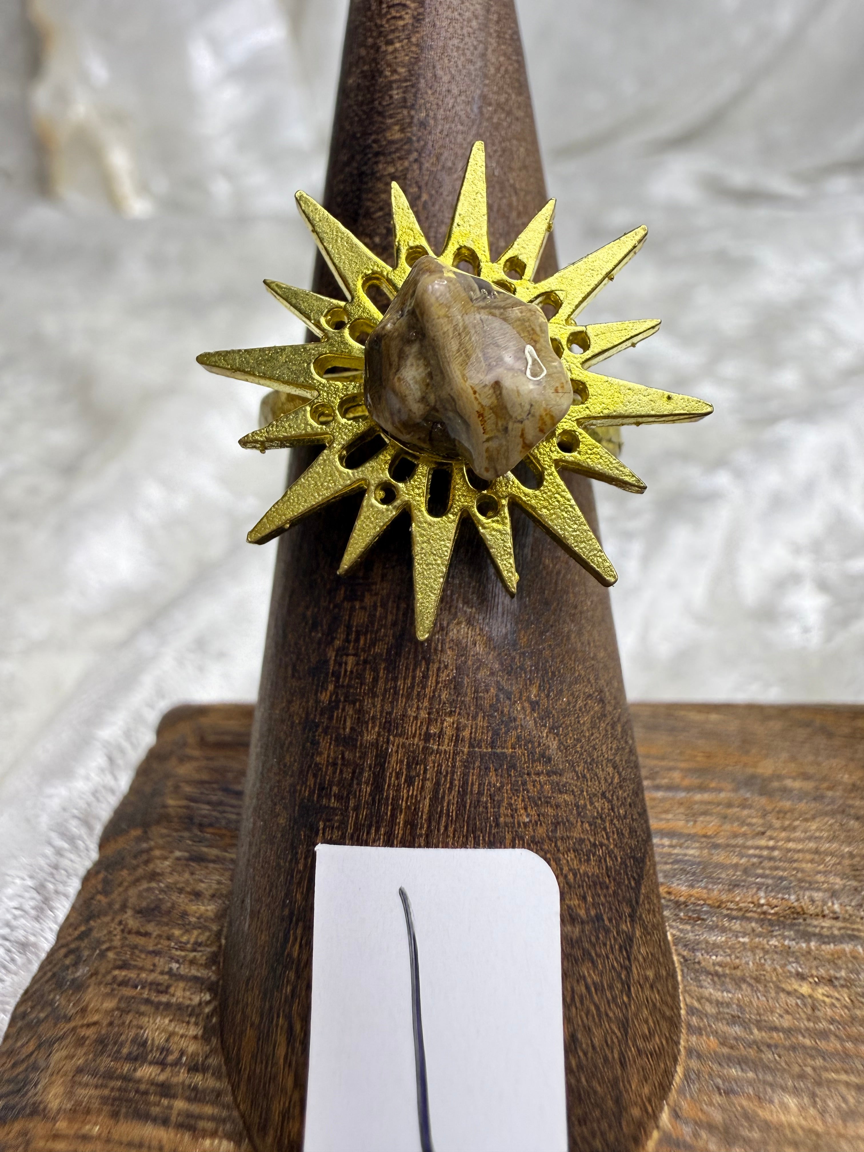 One-of-a-Kind Raw Petrified Wood Ring #1 | Handmade Adjustable Hypoallergenic Crystal Jewelry