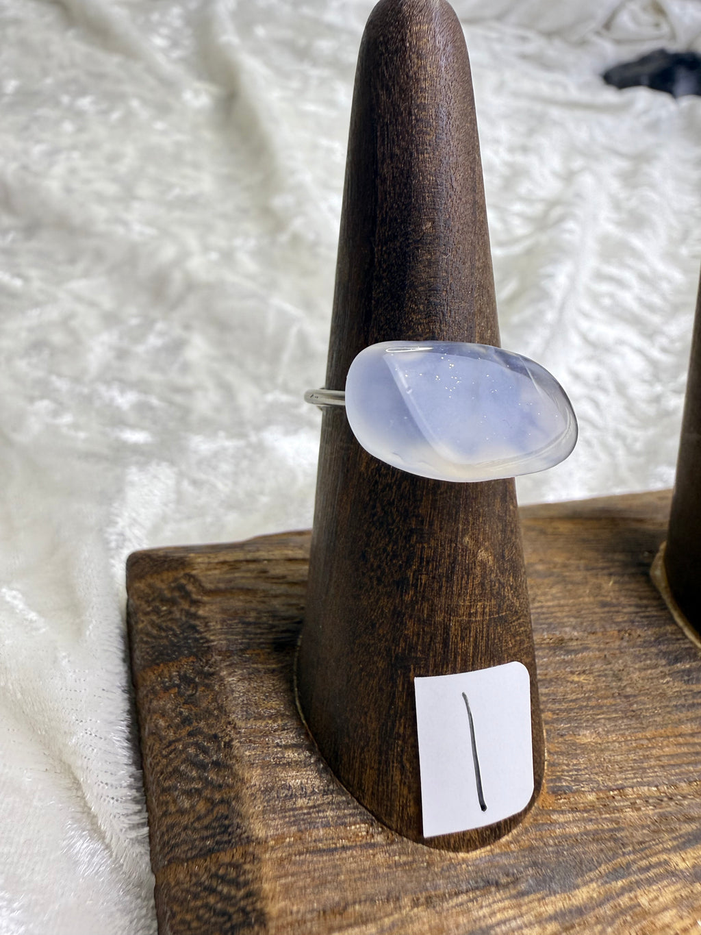One-of-a-Kind Raw Blue Chalcedony Ring #1 | Handmade Adjustable Hypoallergenic Crystal Jewelry
