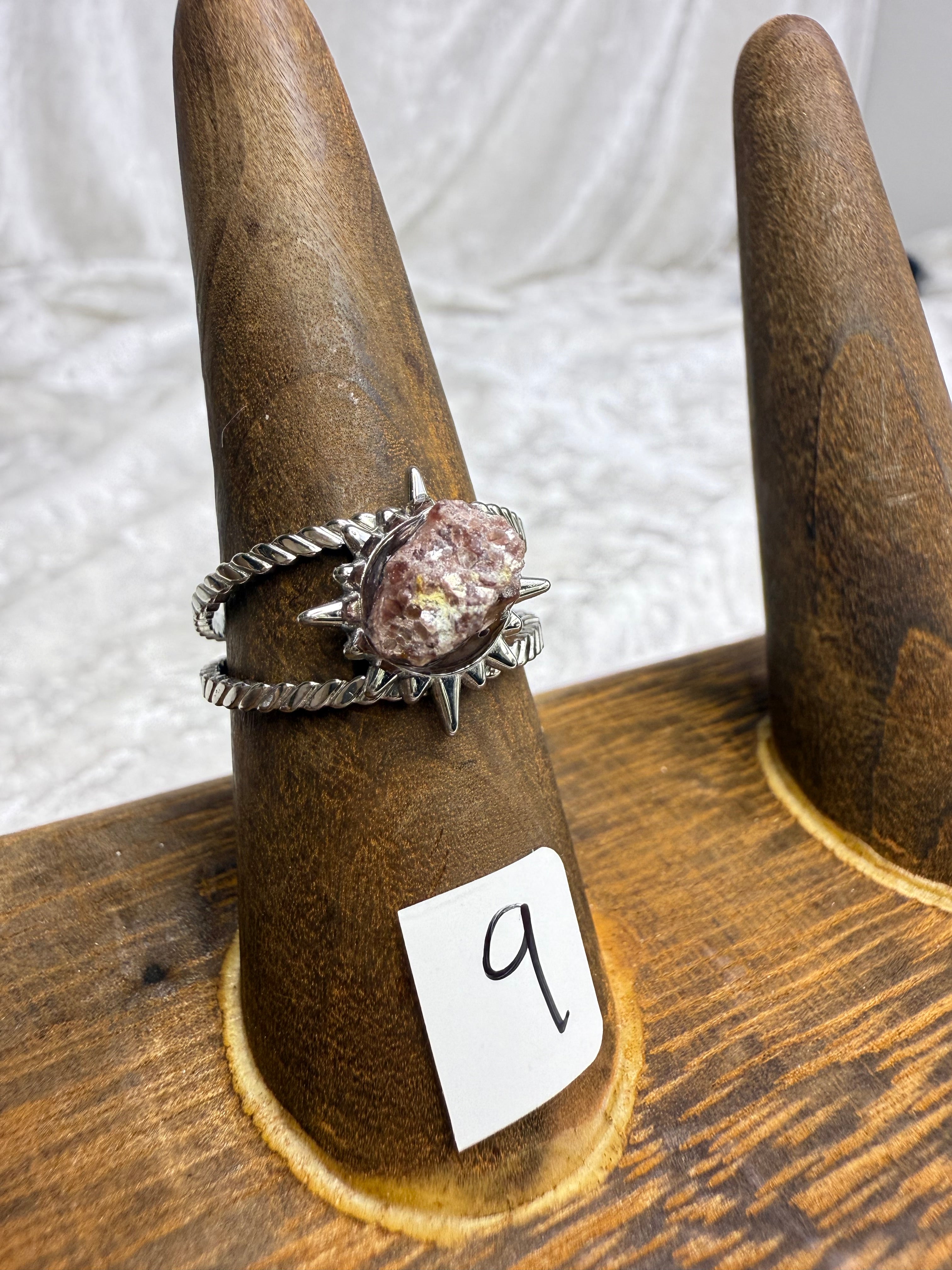 One-of-a-Kind Raw Lepidolite Ring #9 | Handmade Adjustable Hypoallergenic Crystal Jewelry