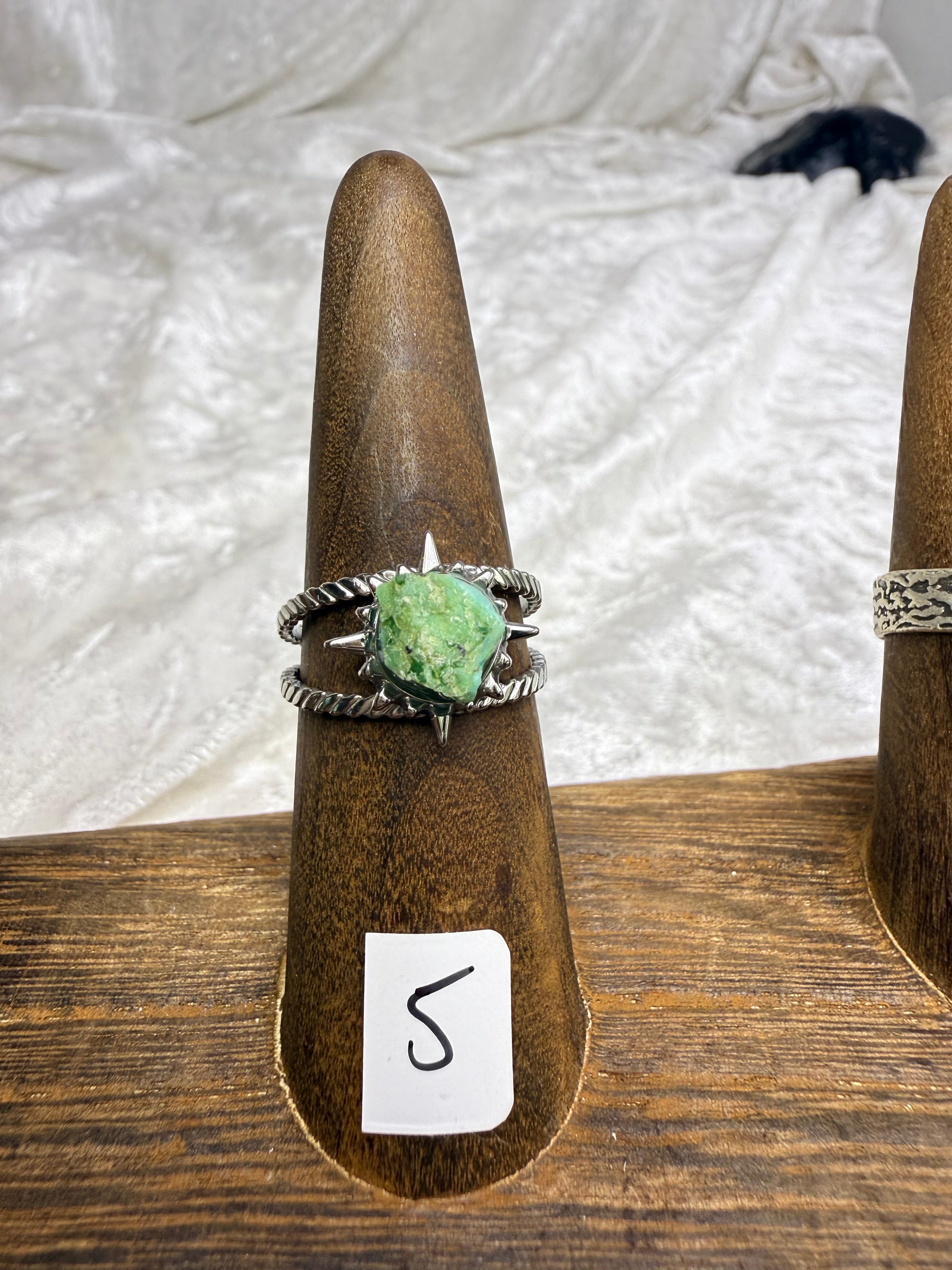 One-of-a-Kind Raw Turquoise Ring #5 | Handmade Adjustable Hypoallergenic Crystal Jewelry