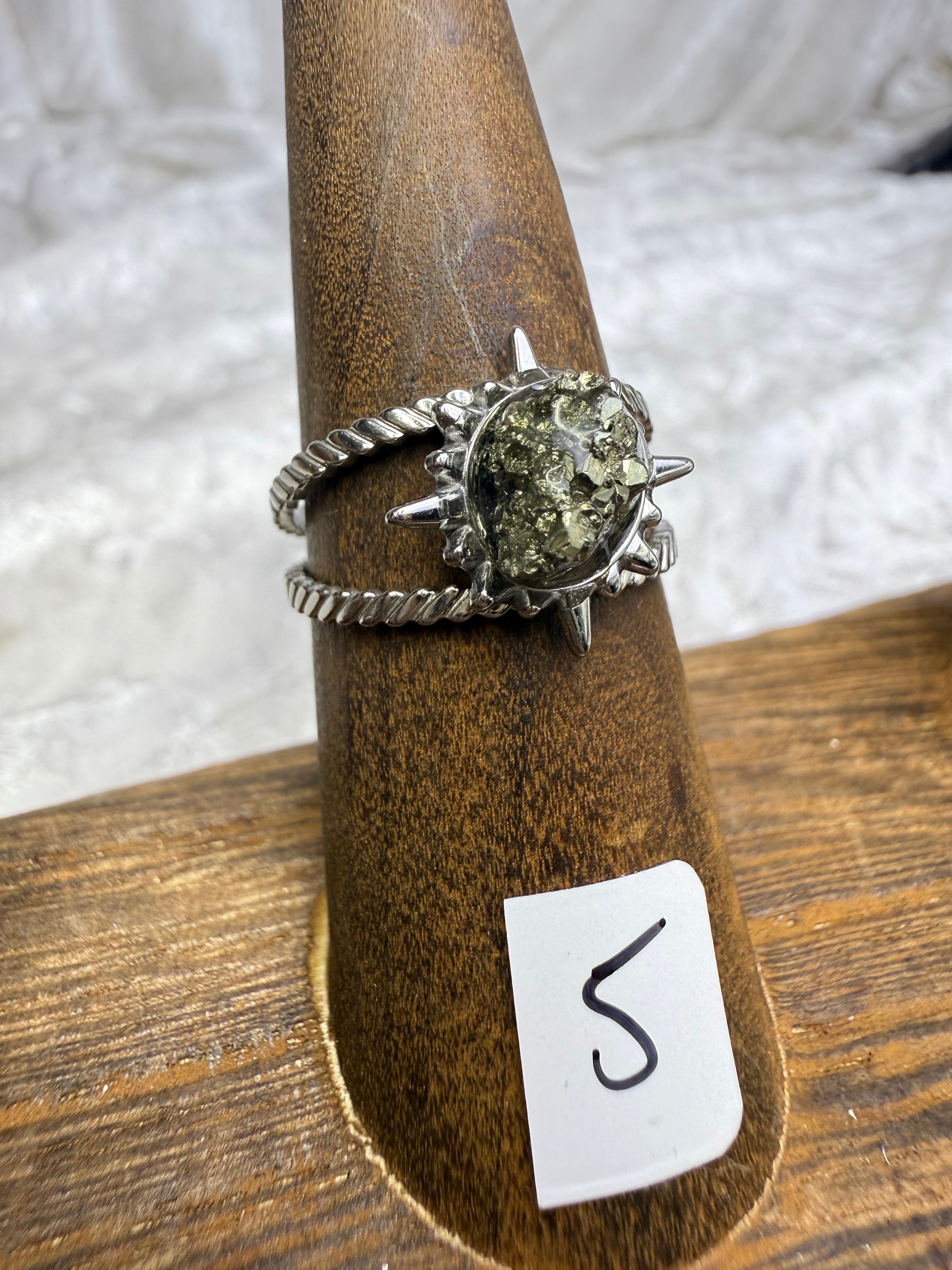 One-of-a-Kind Raw Pyrite Ring #5 | Handmade Adjustable Hypoallergenic Crystal Jewelry