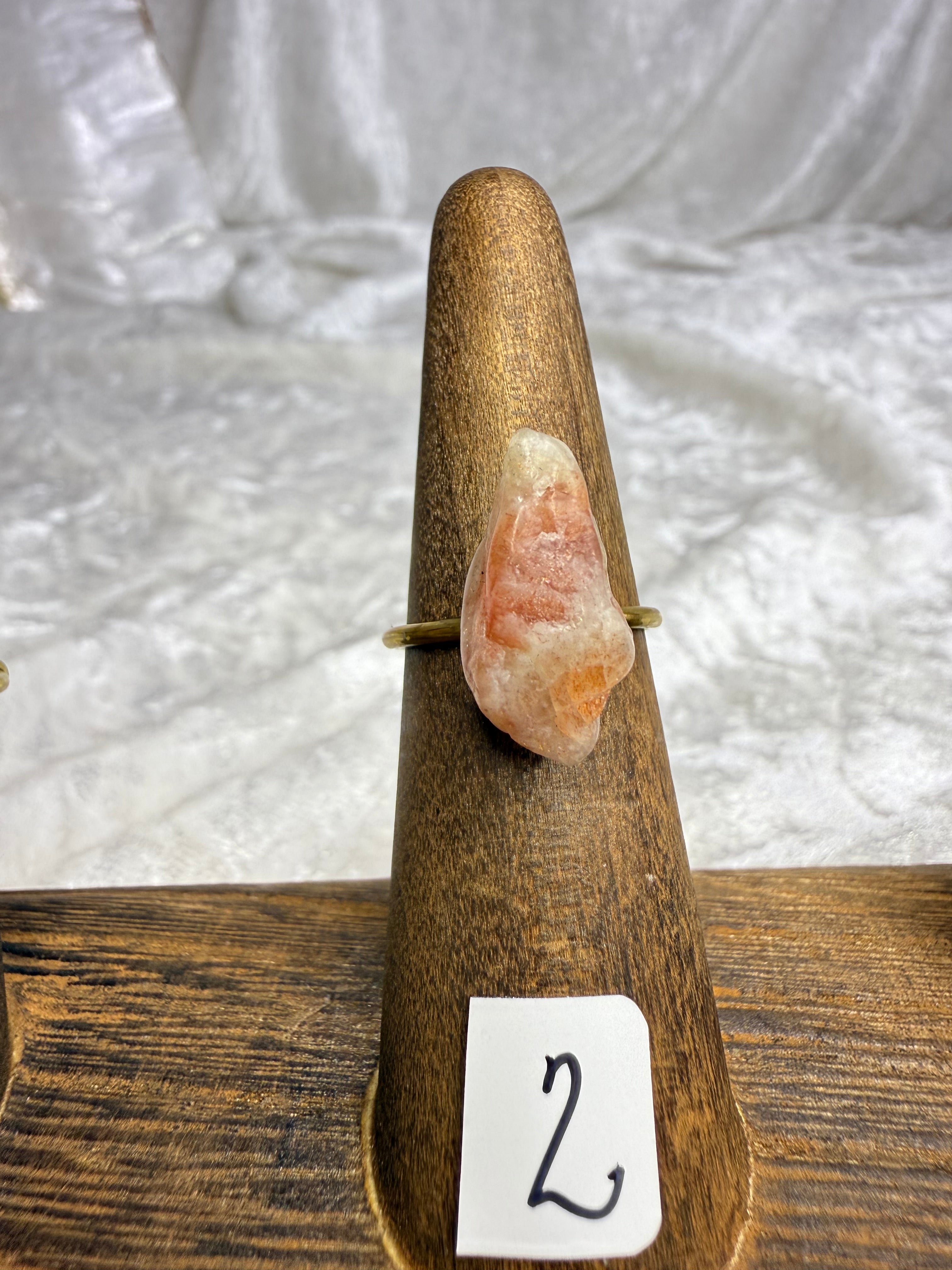 One-of-a-Kind Raw Sunstone Ring #2 | Handmade Adjustable Hypoallergenic Crystal Jewelry