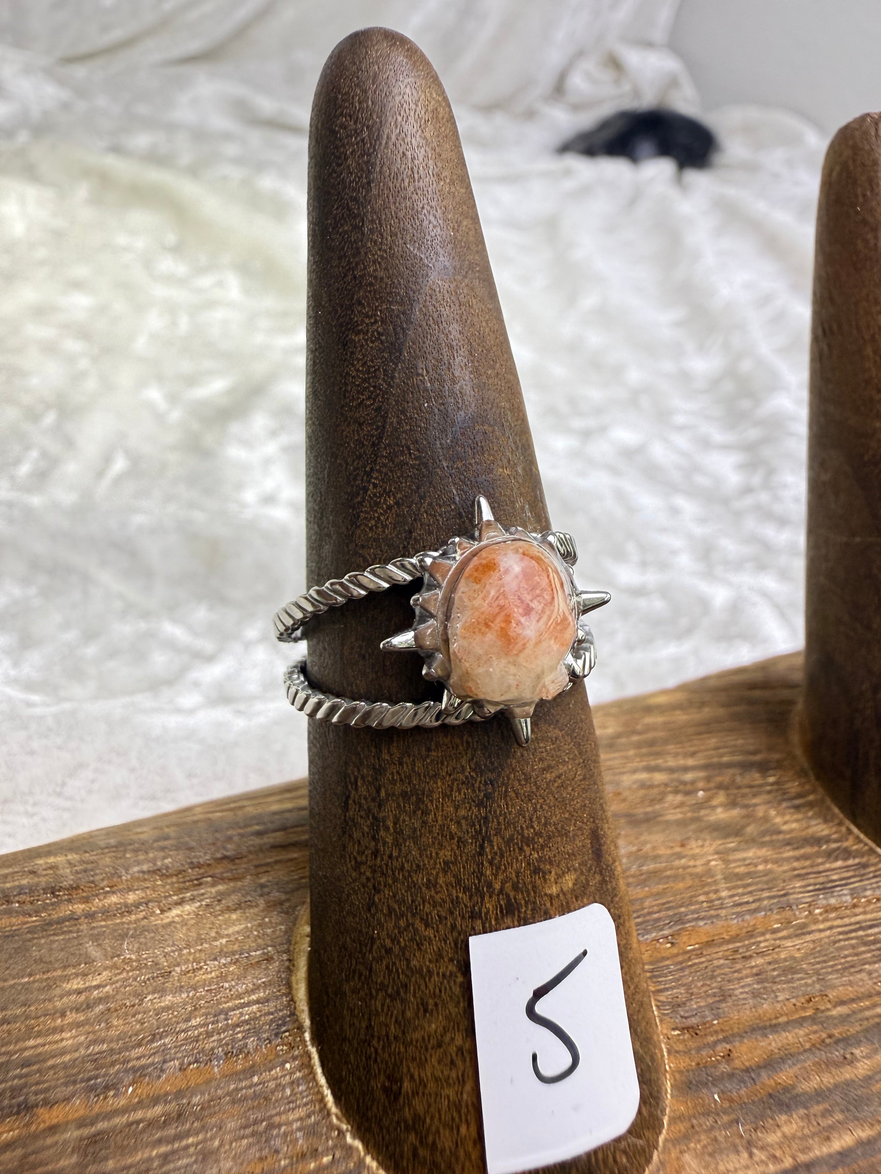 One-of-a-Kind Raw Sunstone Ring #5 | Handmade Adjustable Hypoallergenic Crystal Jewelry