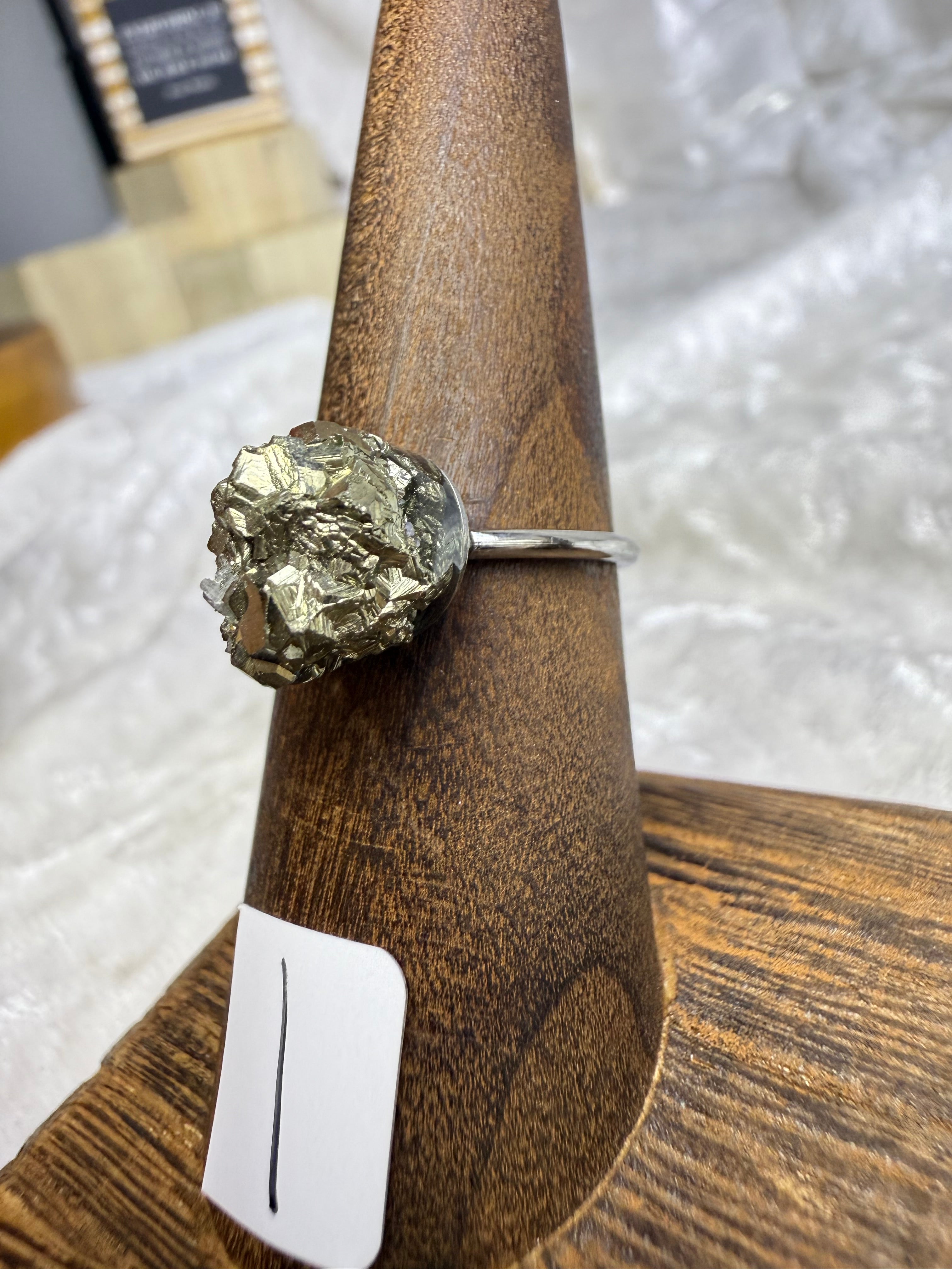 One-of-a-Kind Raw Pyrite Ring #1 | Handmade Adjustable Hypoallergenic Crystal Jewelry