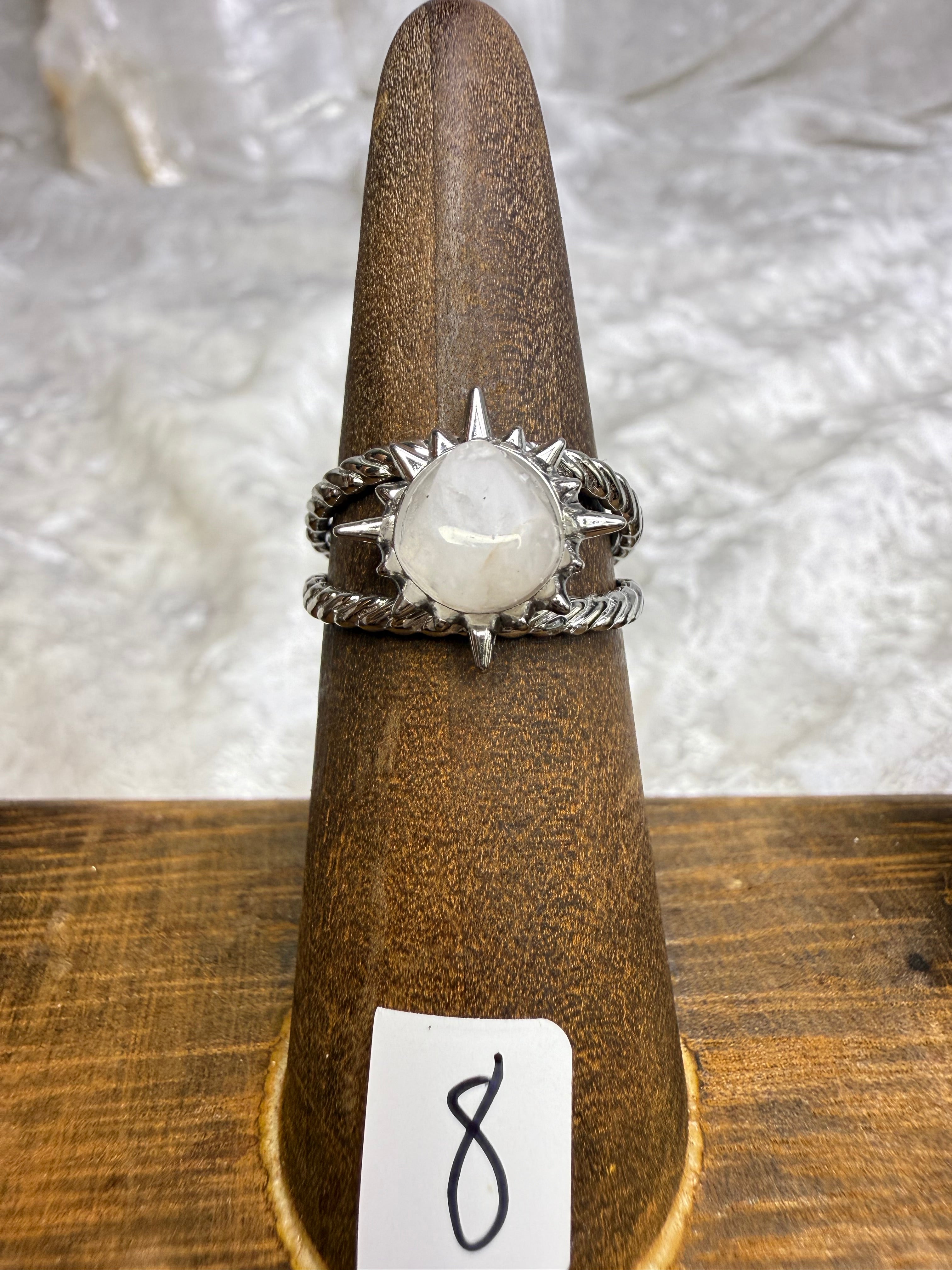 One-of-a-Kind Raw Clear Quartz Ring #8 | Handmade Adjustable Hypoallergenic Crystal Jewelry