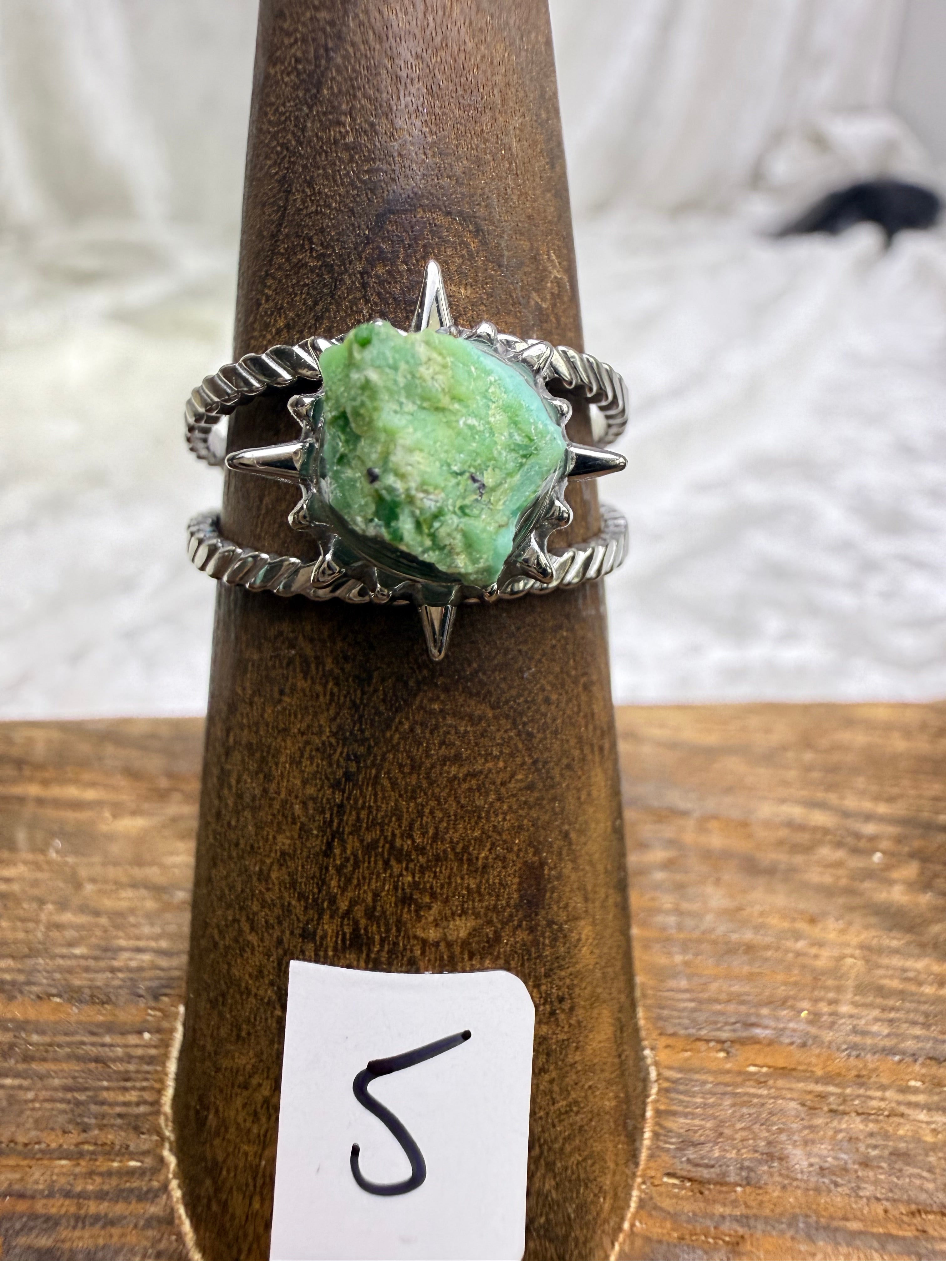 One-of-a-Kind Raw Turquoise Ring #5 | Handmade Adjustable Hypoallergenic Crystal Jewelry