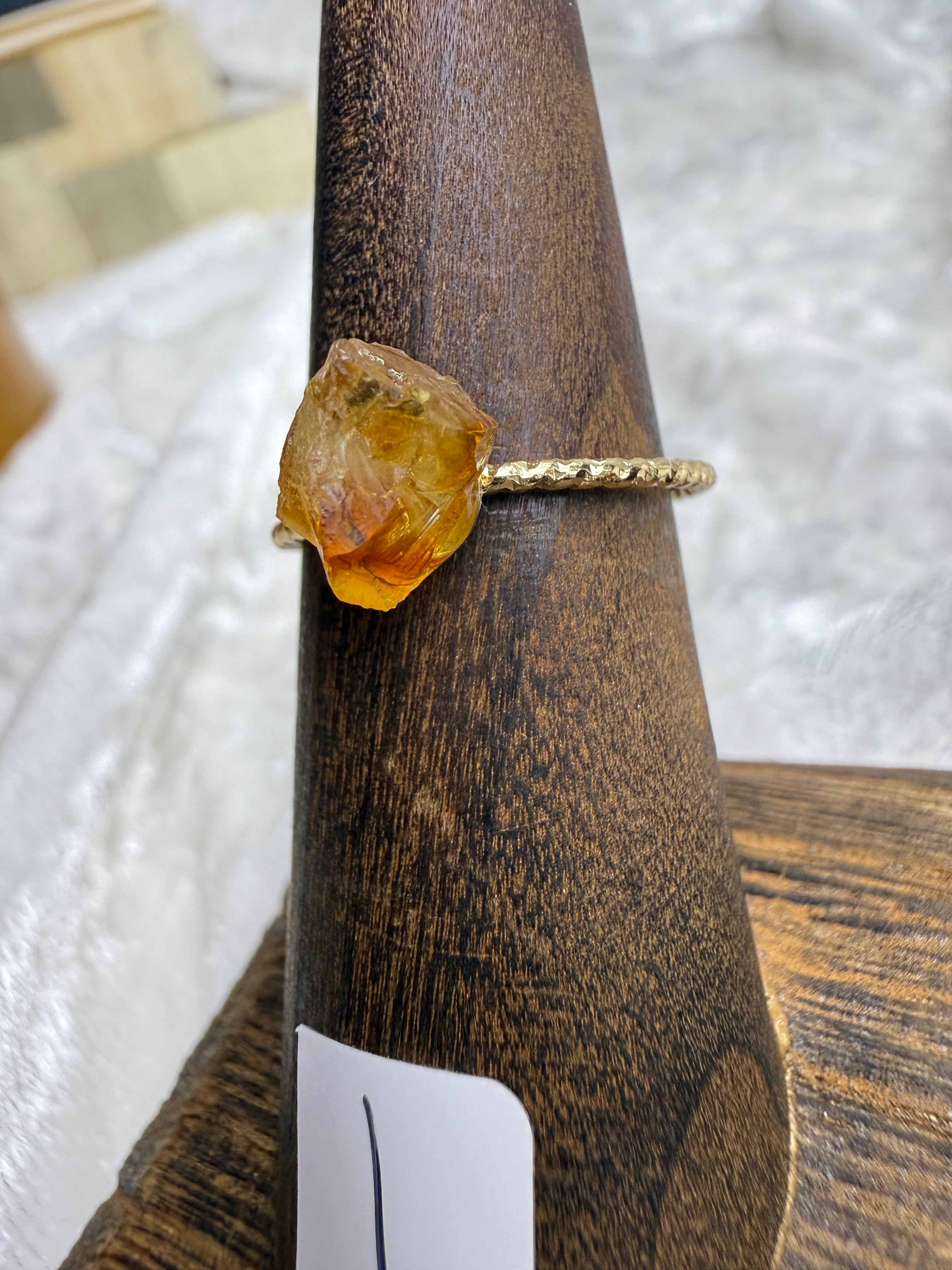 One-of-a-Kind Raw Citrine Ring #1 | Handmade Adjustable Hypoallergenic Crystal Jewelry