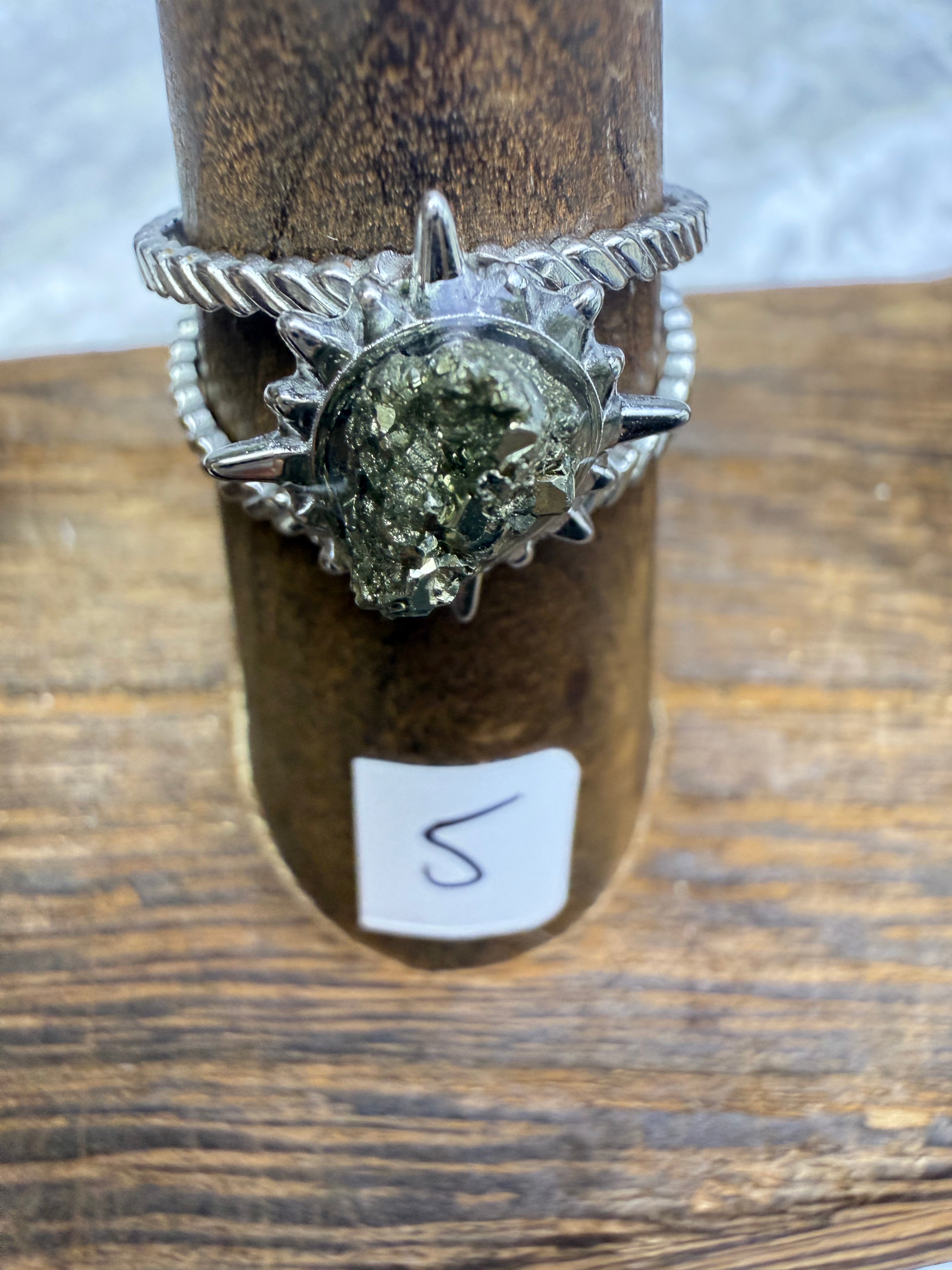 One-of-a-Kind Raw Pyrite Ring #5 | Handmade Adjustable Hypoallergenic Crystal Jewelry