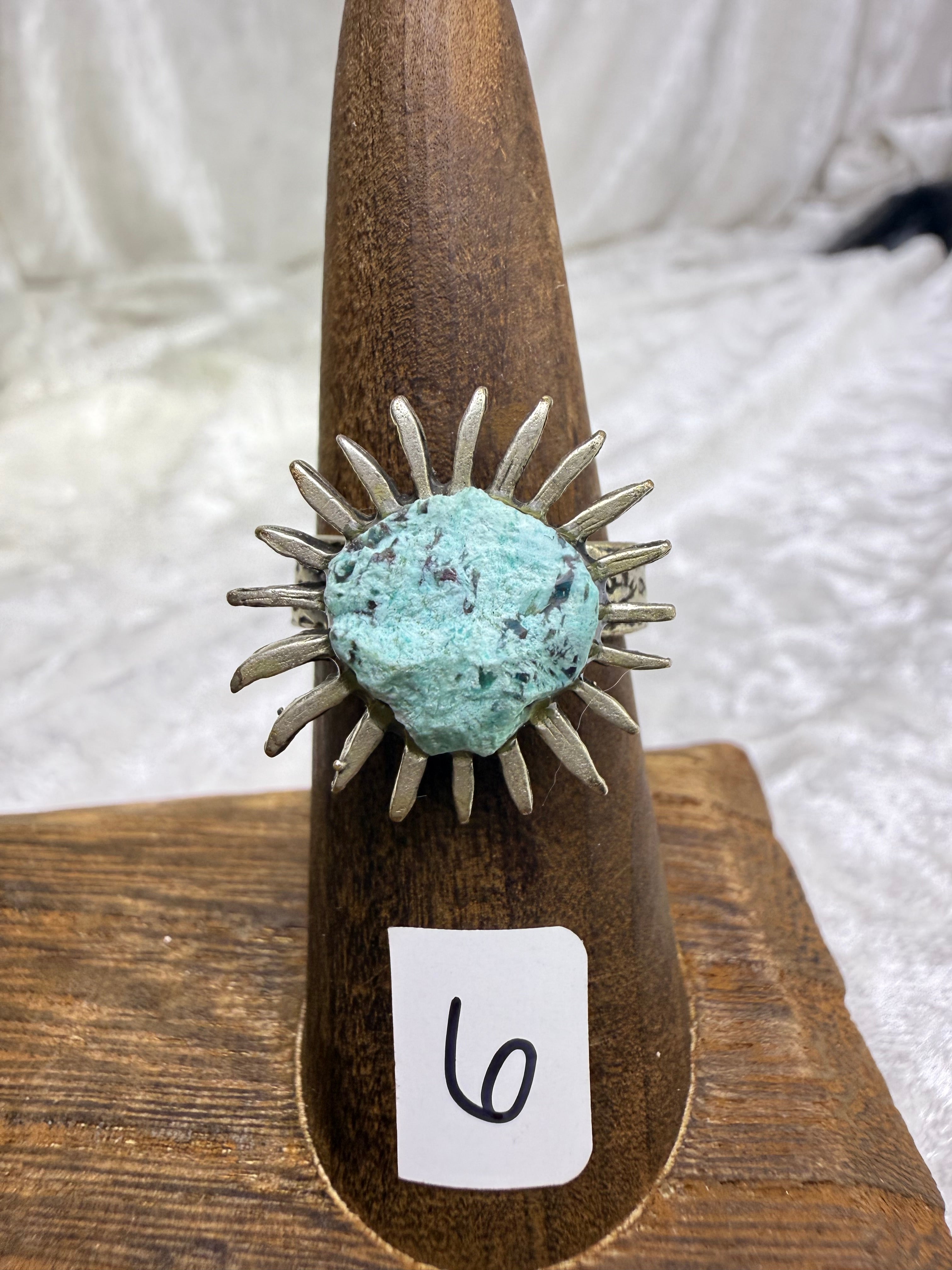 One-of-a-Kind Raw Turquoise Ring #6 | Handmade Adjustable Hypoallergenic Crystal Jewelry