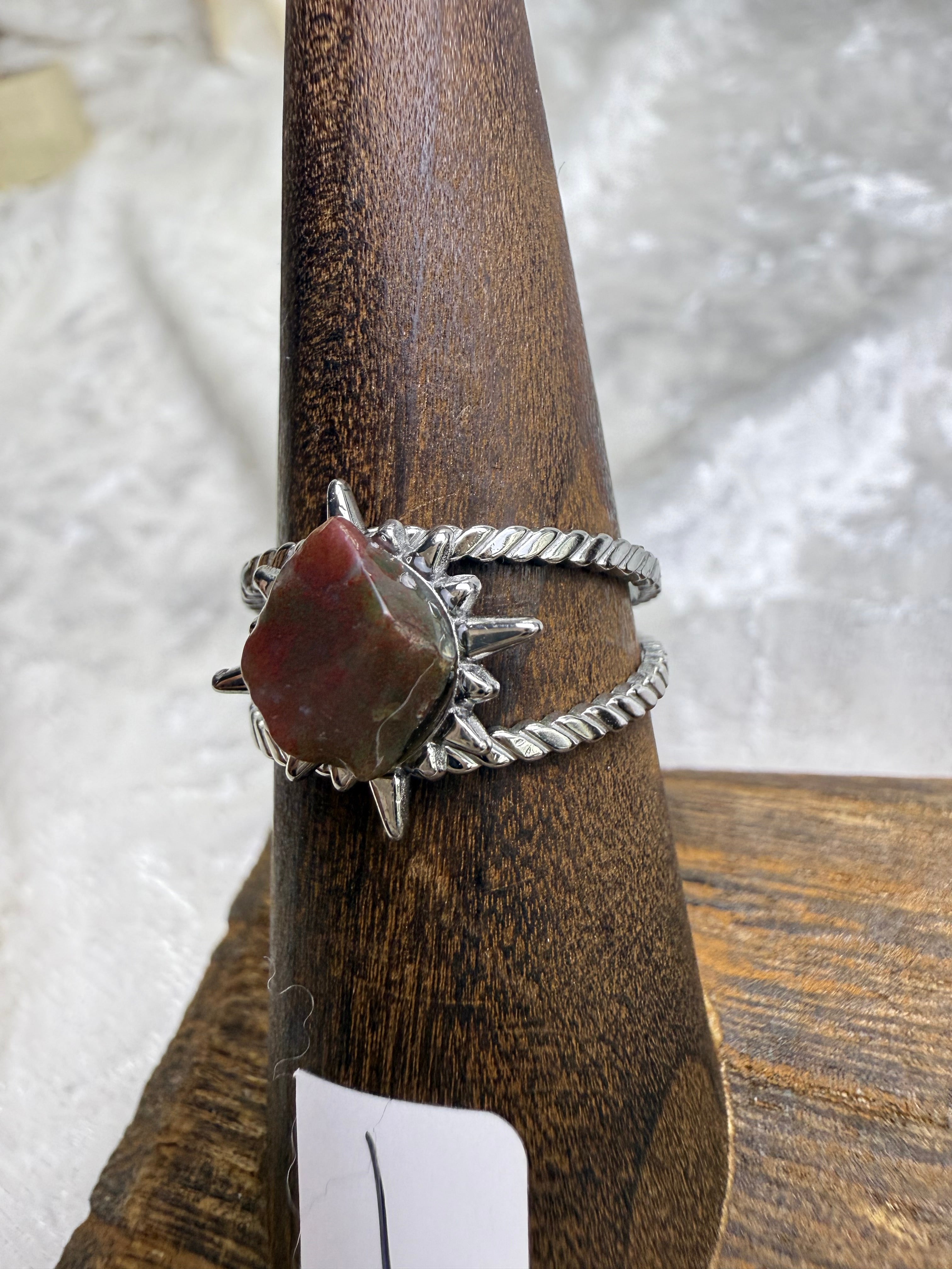 One-of-a-Kind Raw Bloodstone Ring #1 | Handmade Adjustable Hypoallergenic Crystal Jewelry