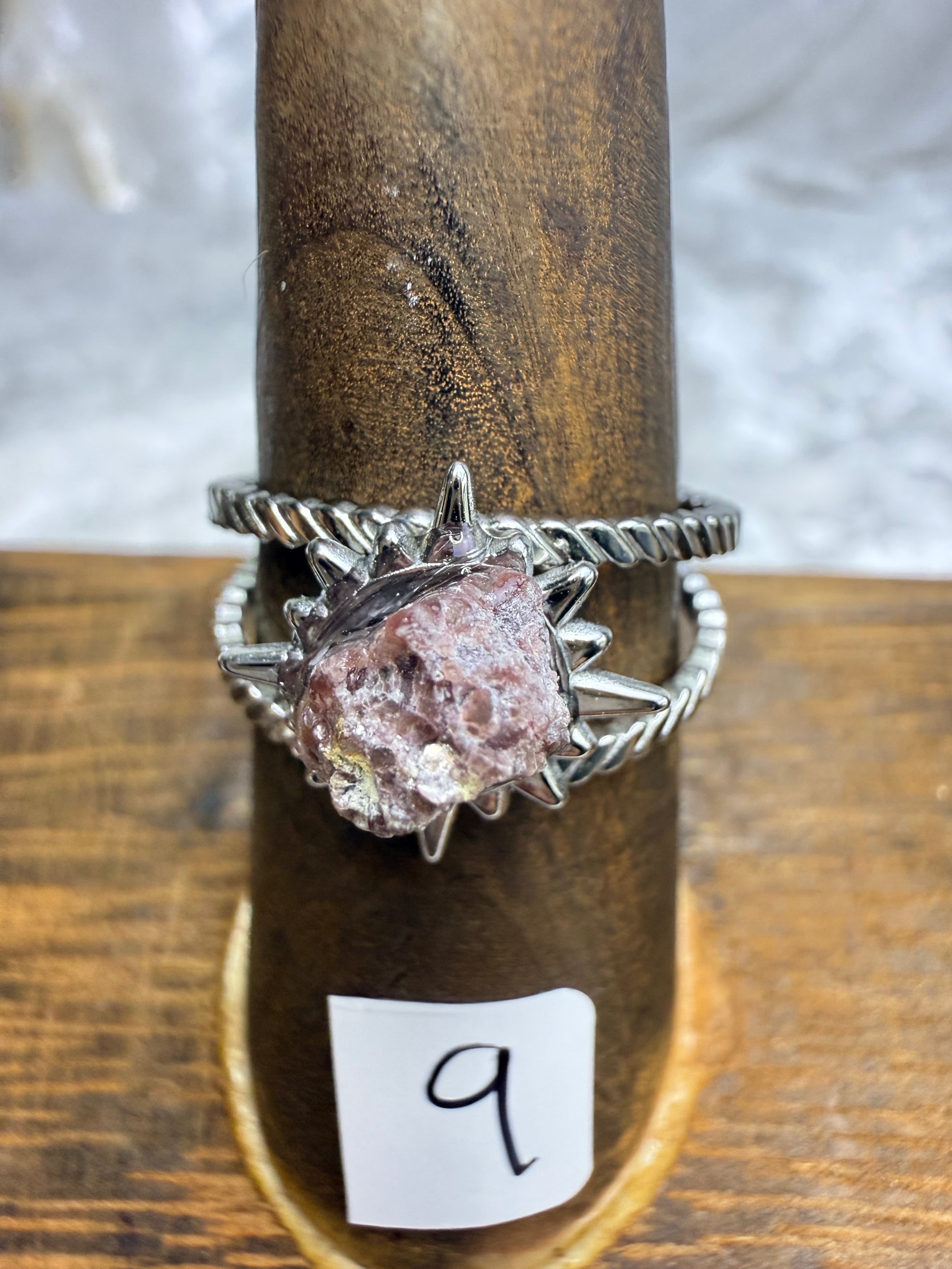 One-of-a-Kind Raw Lepidolite Ring #9 | Handmade Adjustable Hypoallergenic Crystal Jewelry