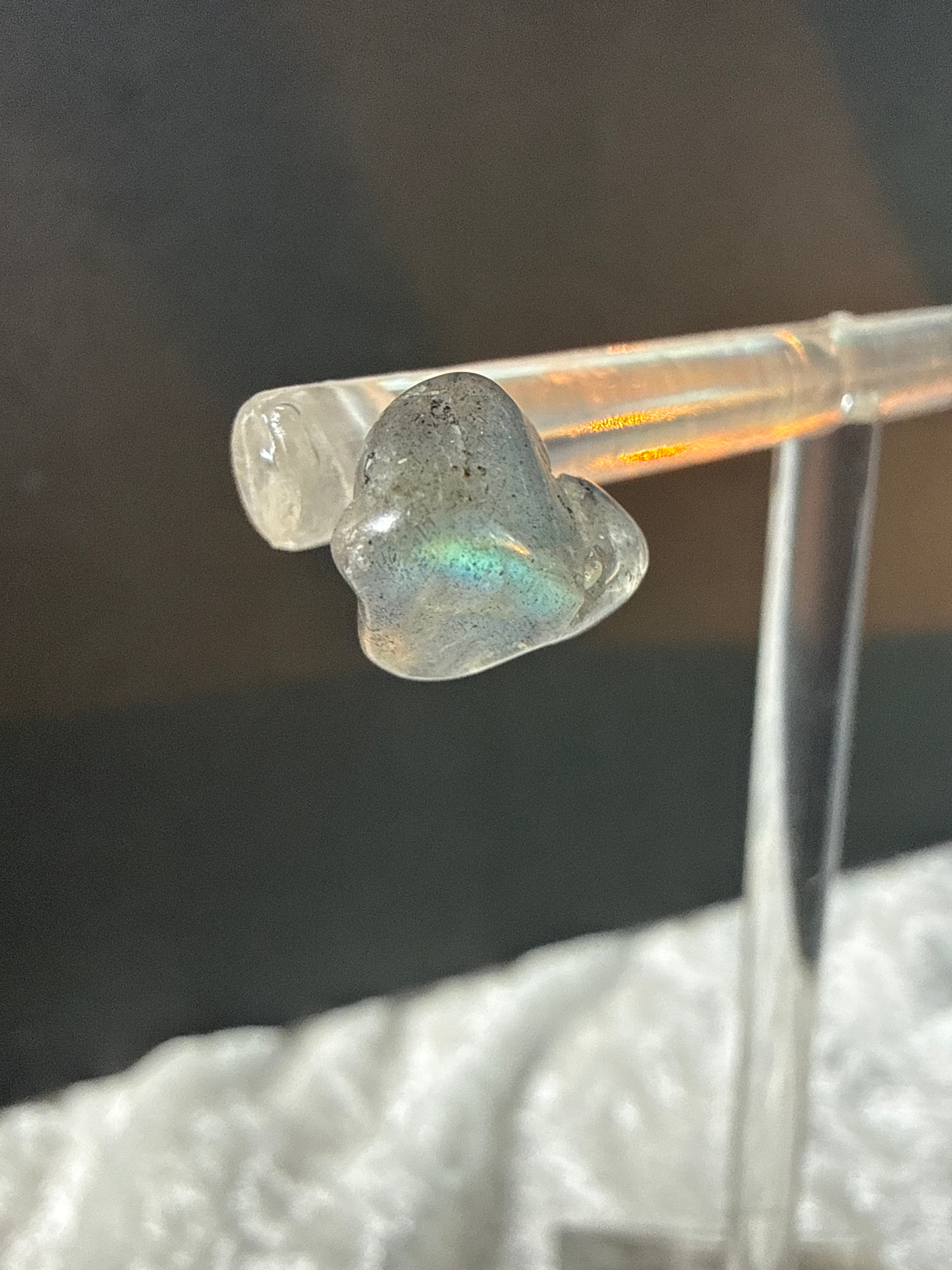 Natural Labradorite Crystal Earrings - Metal Free