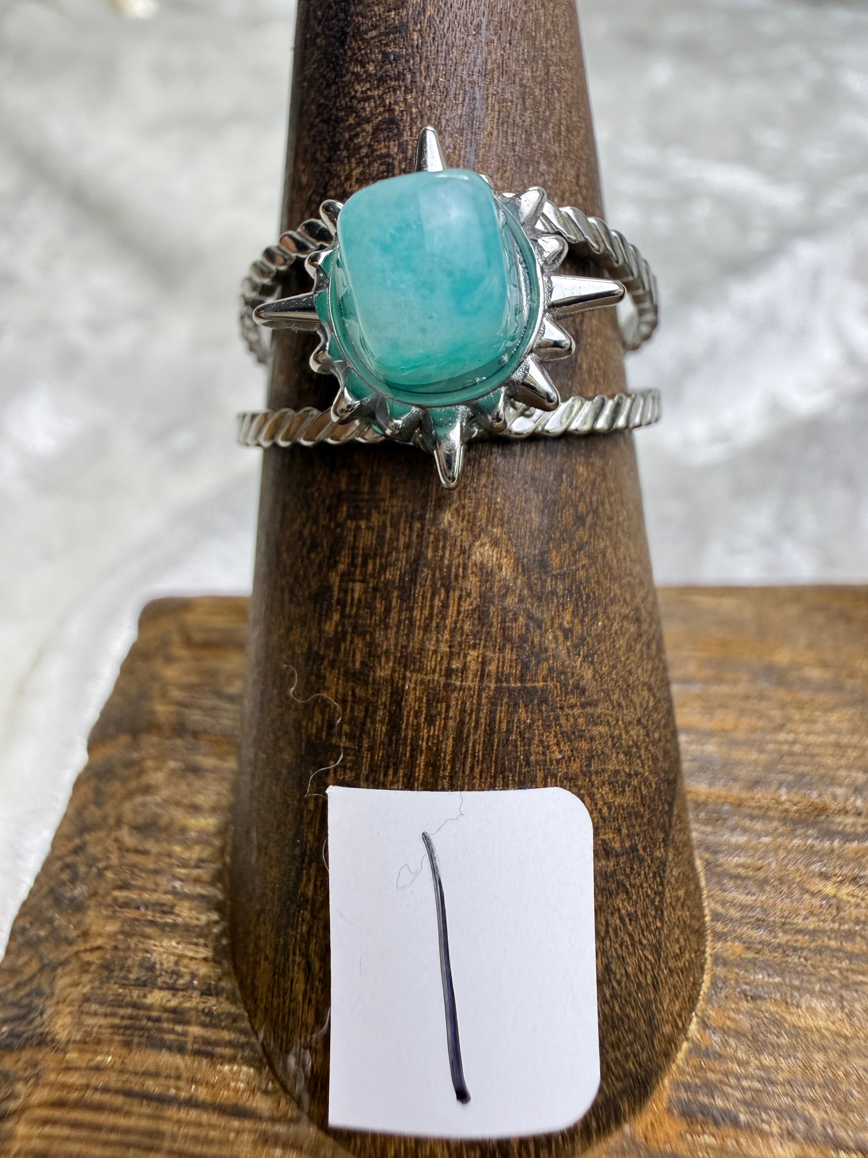 One-of-a-Kind Aquamarine Ring #1 | Handmade Adjustable Hypoallergenic Crystal Jewelry
