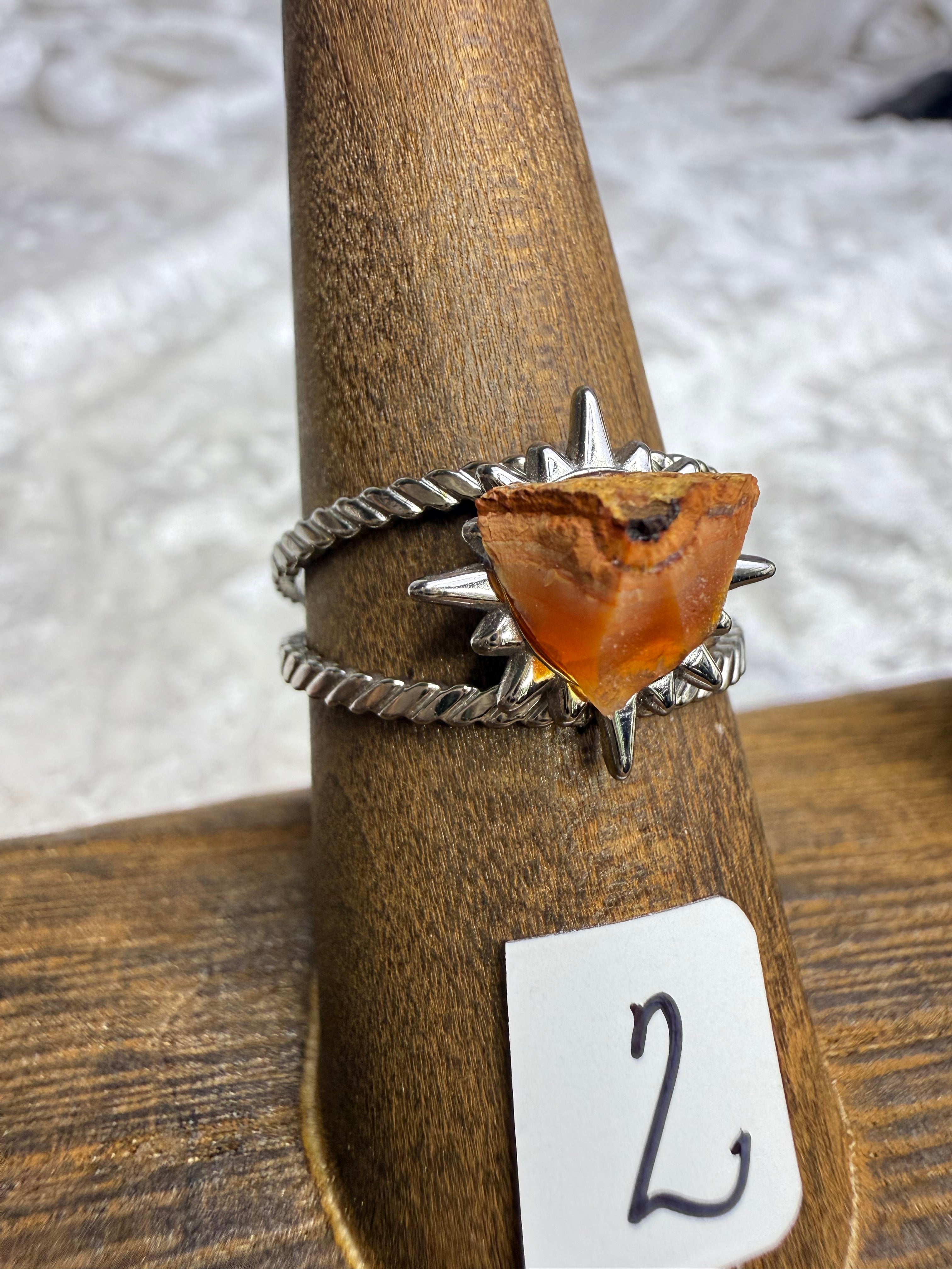 One-of-a-Kind Raw Carnelian Ring #2 | Handmade Adjustable Hypoallergenic Crystal Jewelry