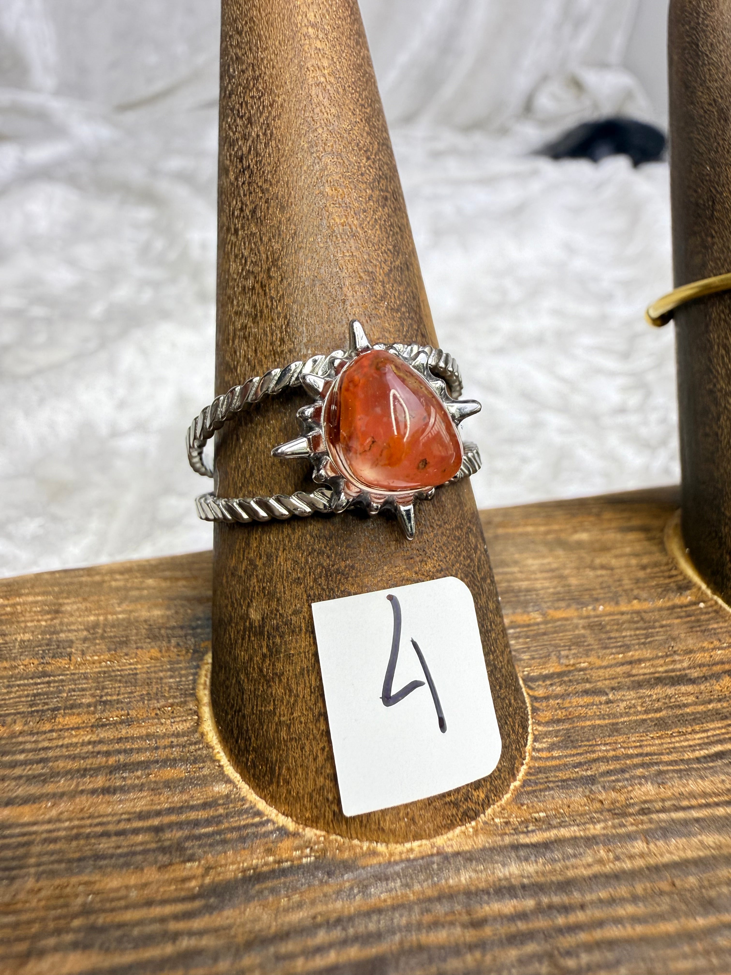 One-of-a-Kind Raw Carnelian Ring #4 | Handmade Adjustable Hypoallergenic Crystal Jewelry