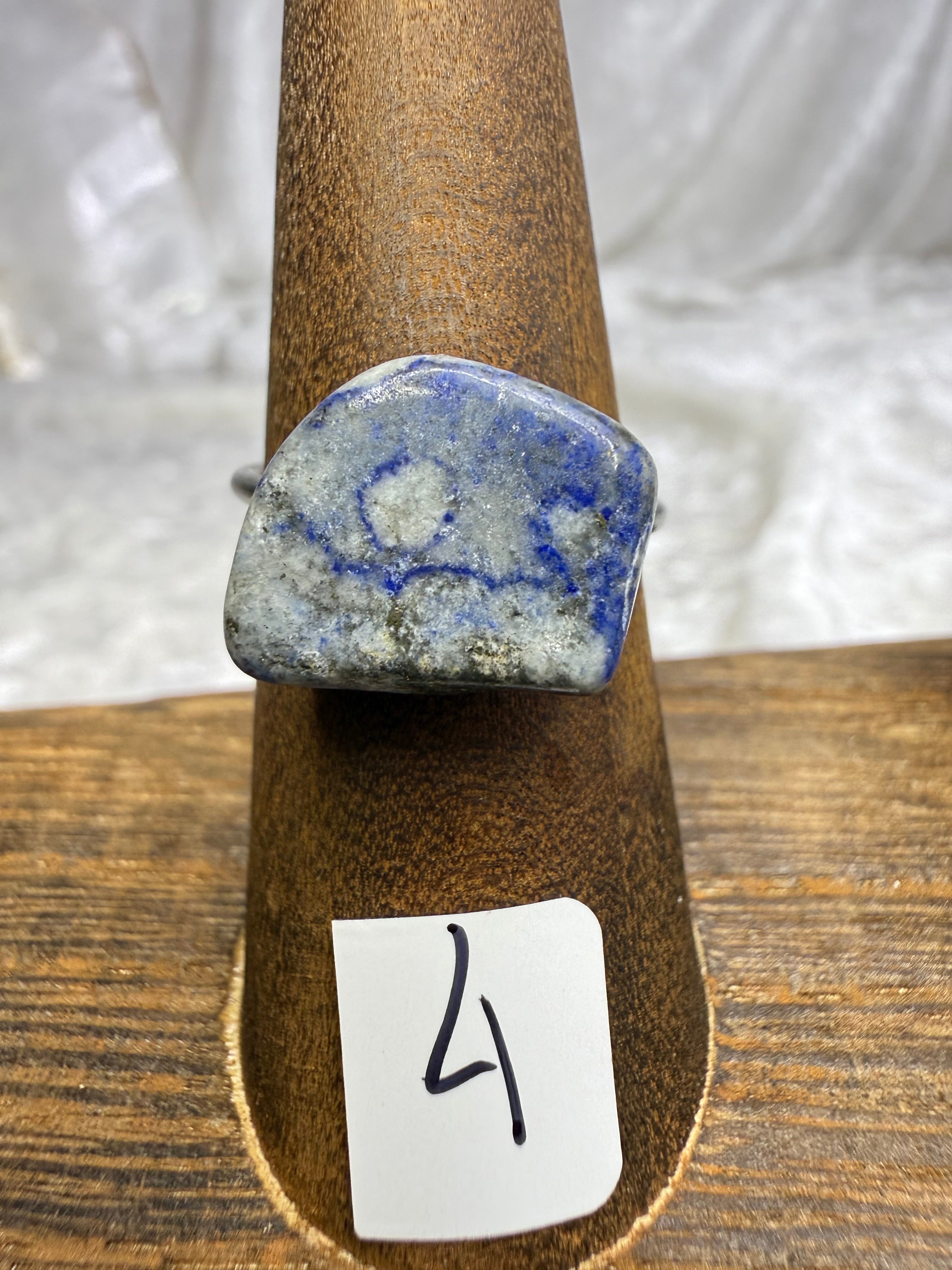 One-of-a-Kind Raw Lapis Lazuli Ring #4 | Handmade Adjustable Hypoallergenic Crystal Jewelry
