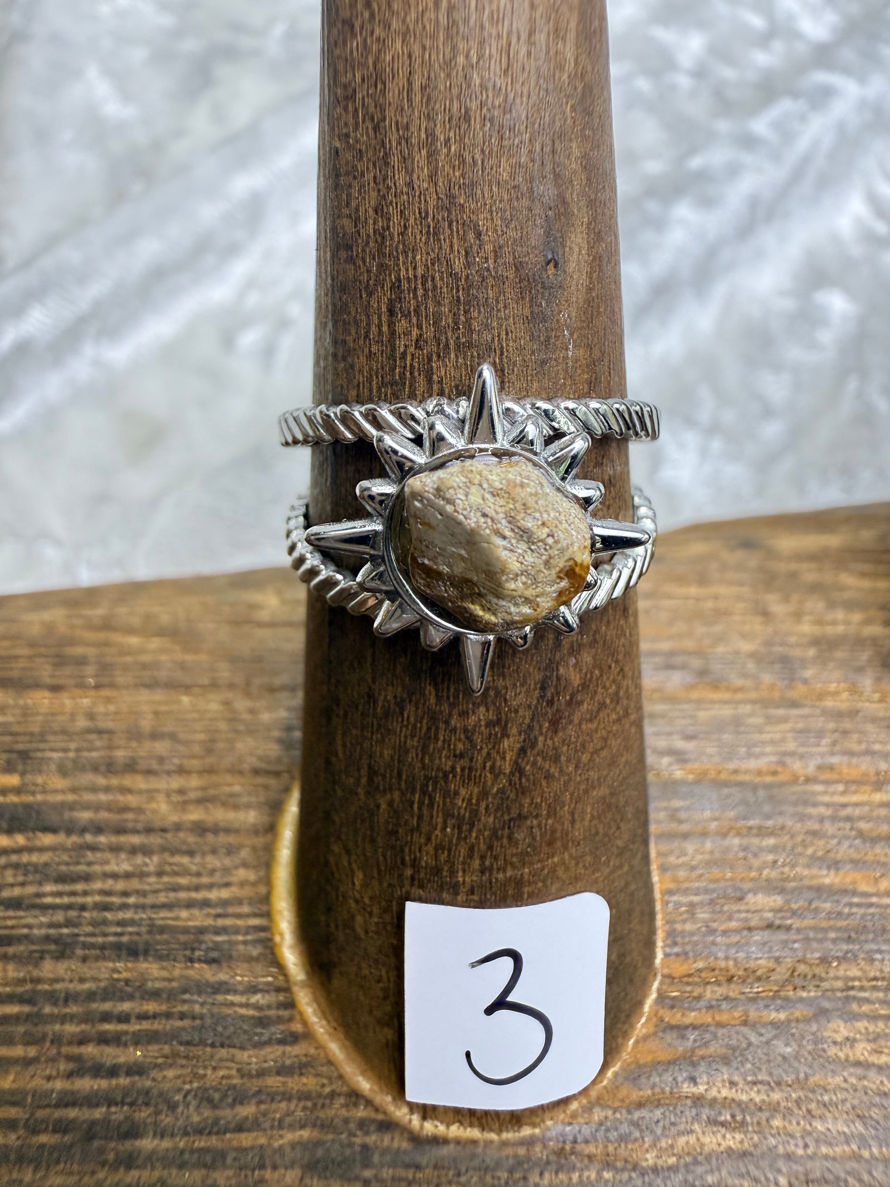 One-of-a-Kind Raw Petrified Wood Ring #3 | Handmade Adjustable Hypoallergenic Crystal Jewelry
