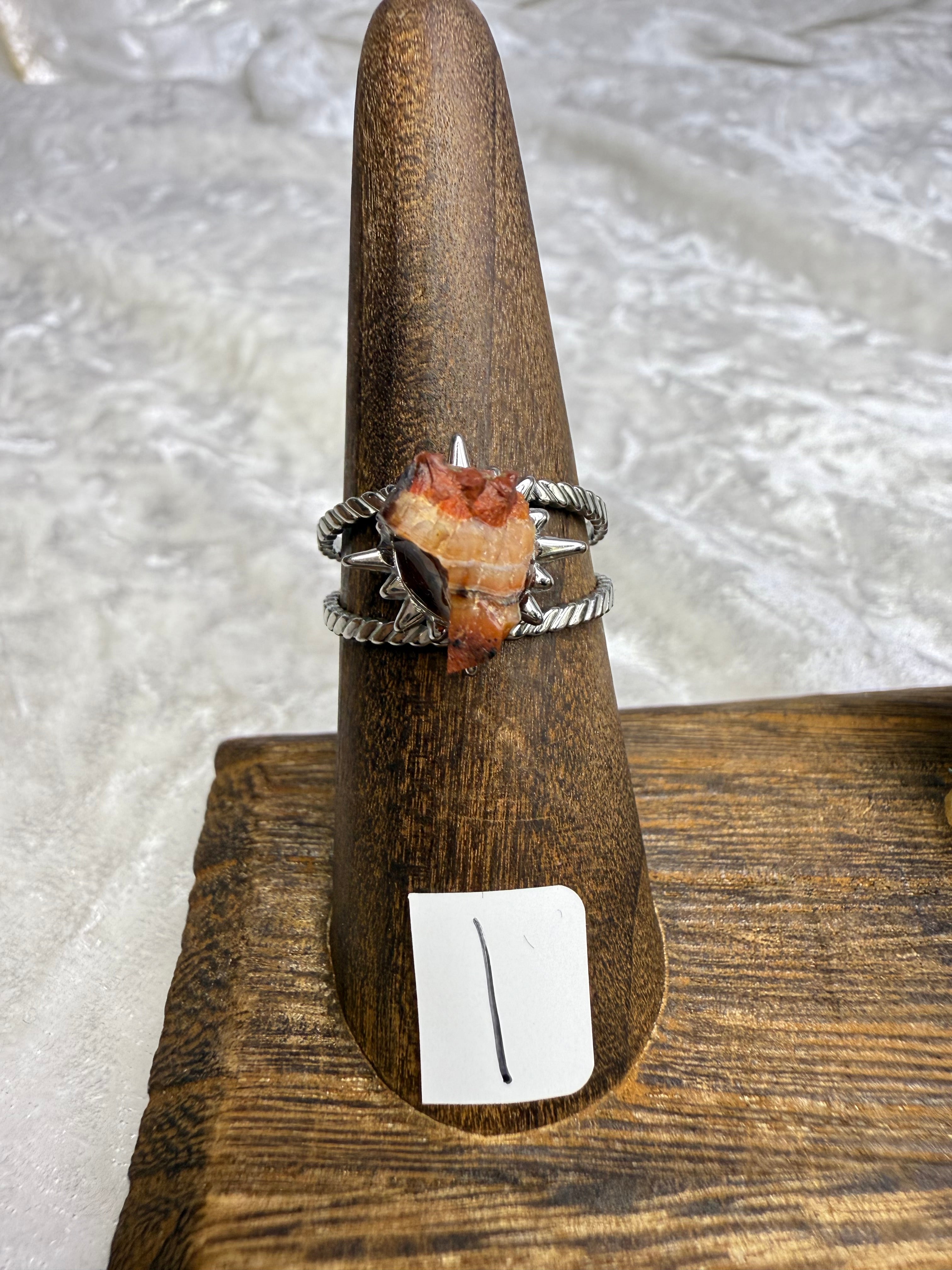 One-of-a-Kind Raw Carnelian Ring #1 | Handmade Adjustable Hypoallergenic Crystal Jewelry