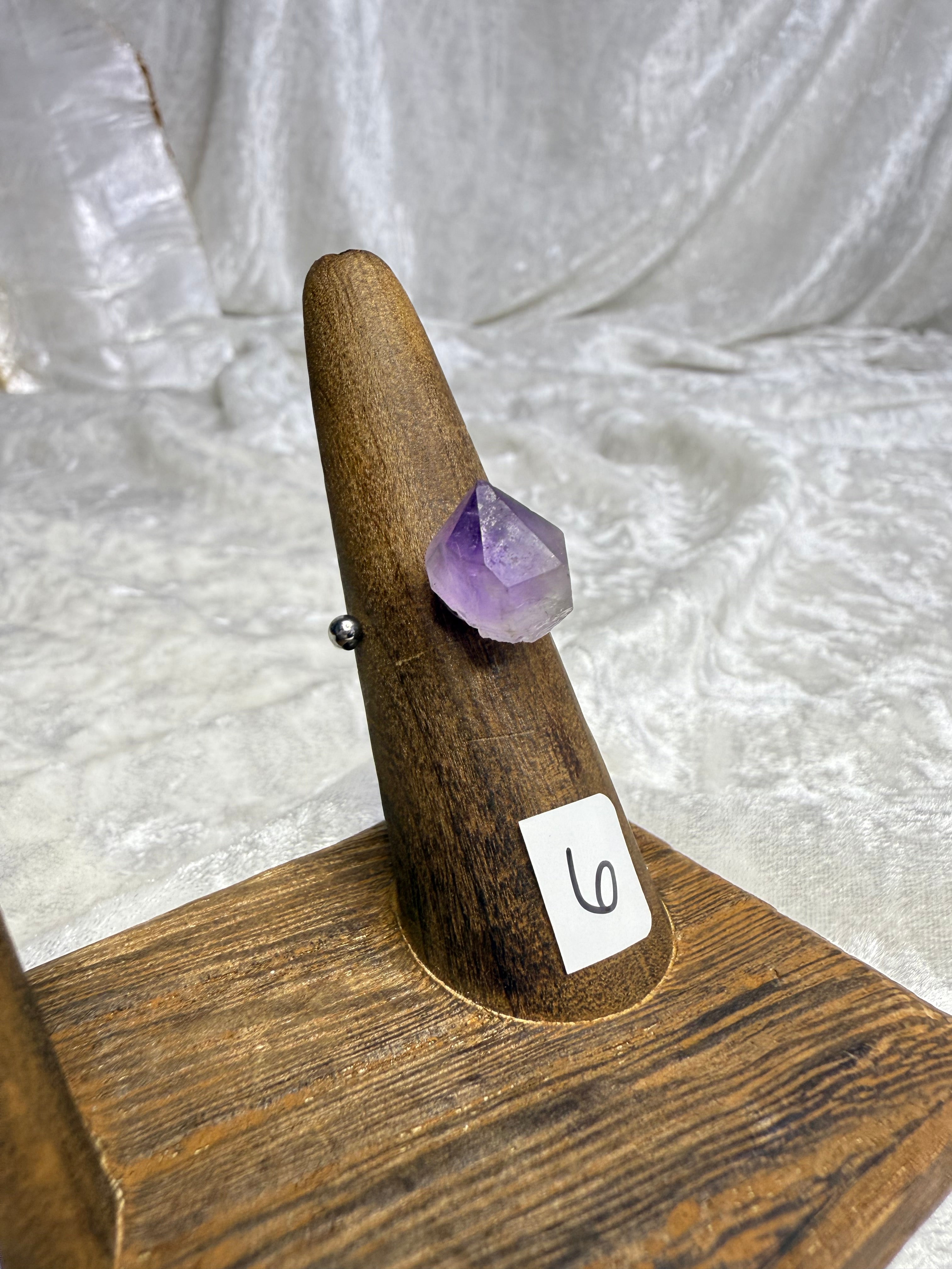 One-of-a-Kind Raw Amethyst Ring #6 | Handmade Adjustable Hypoallergenic Crystal Jewelry