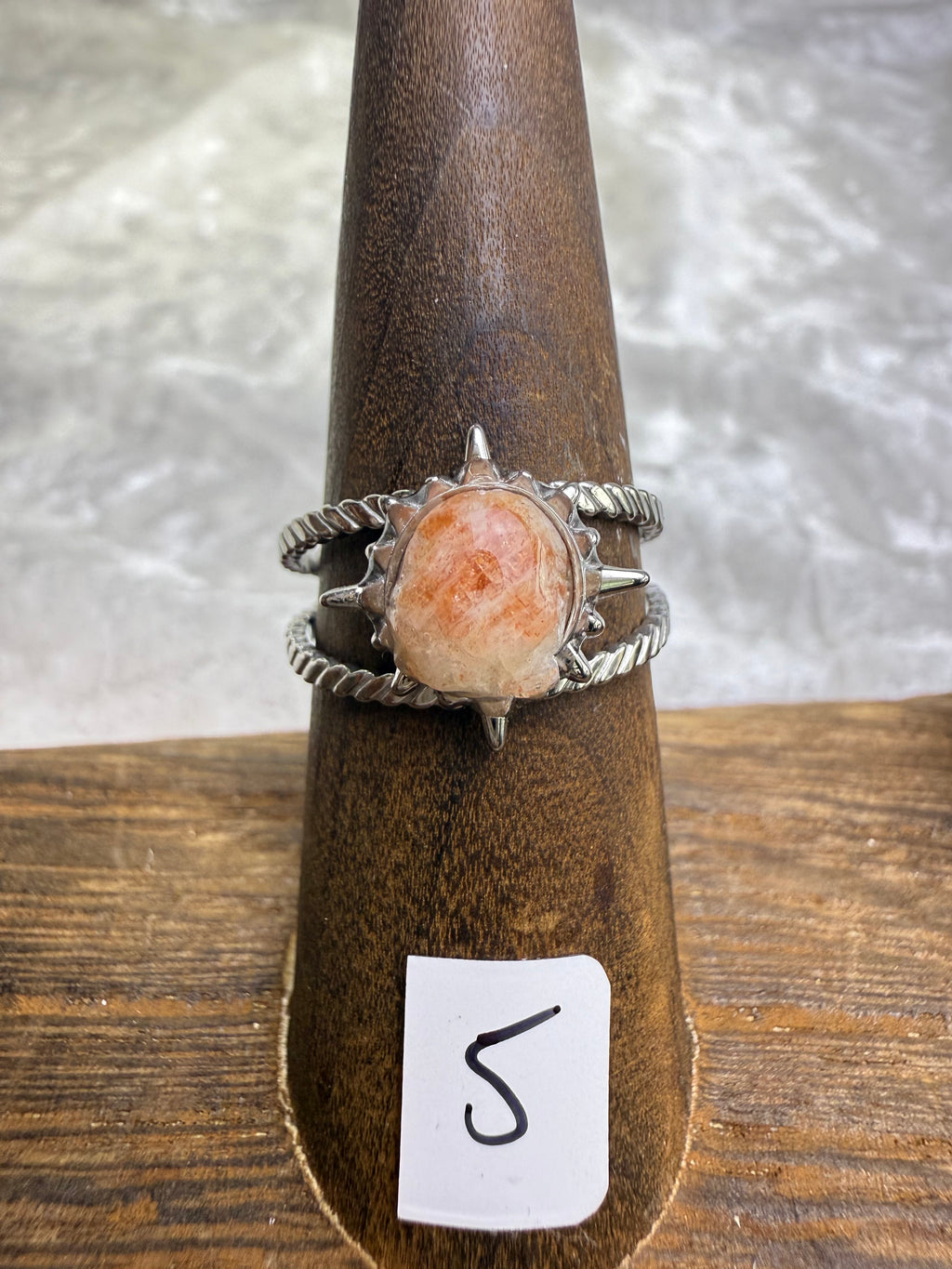One-of-a-Kind Raw Sunstone Ring #5 | Handmade Adjustable Hypoallergenic Crystal Jewelry