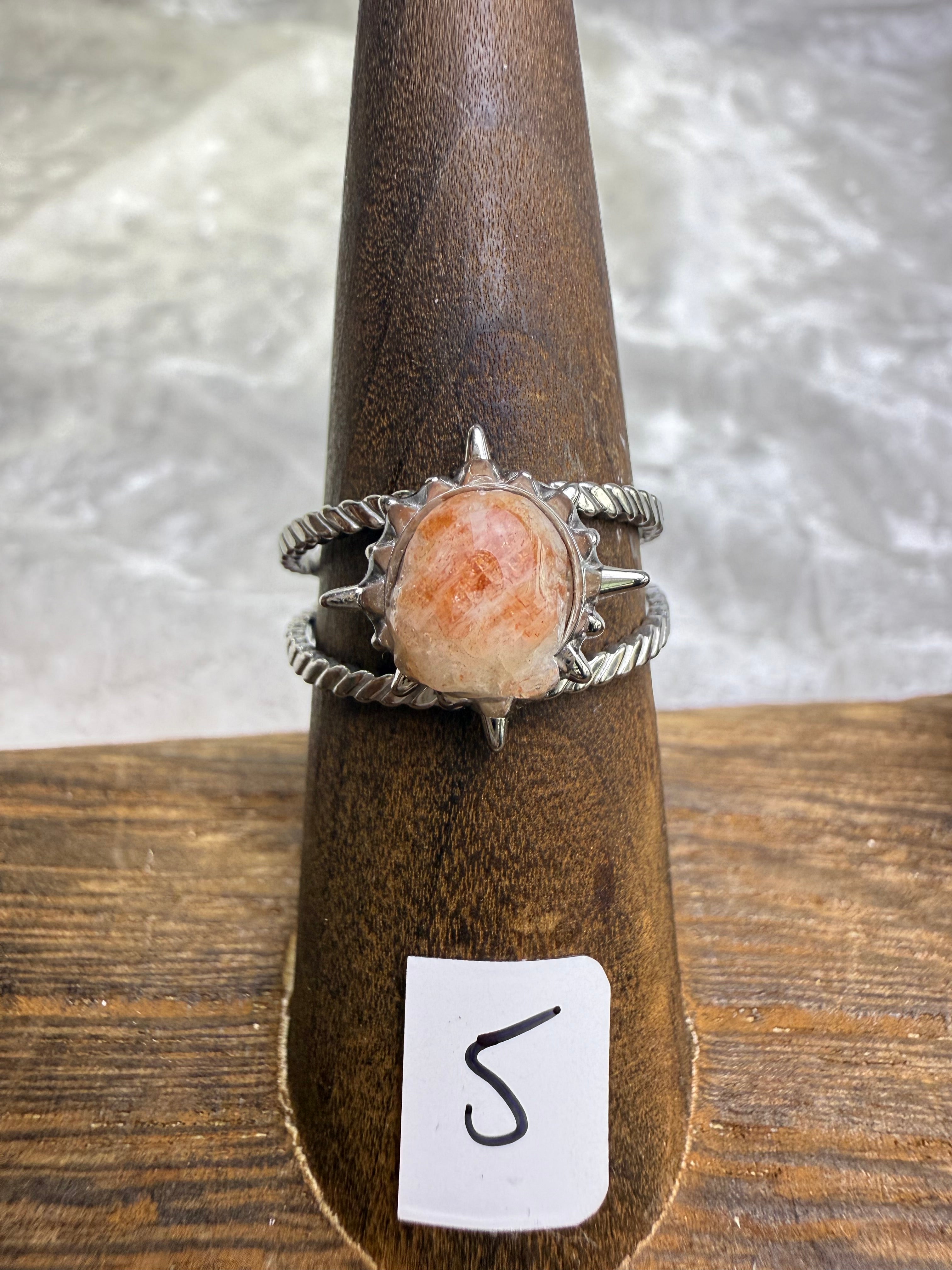 One-of-a-Kind Raw Sunstone Ring #5 | Handmade Adjustable Hypoallergenic Crystal Jewelry
