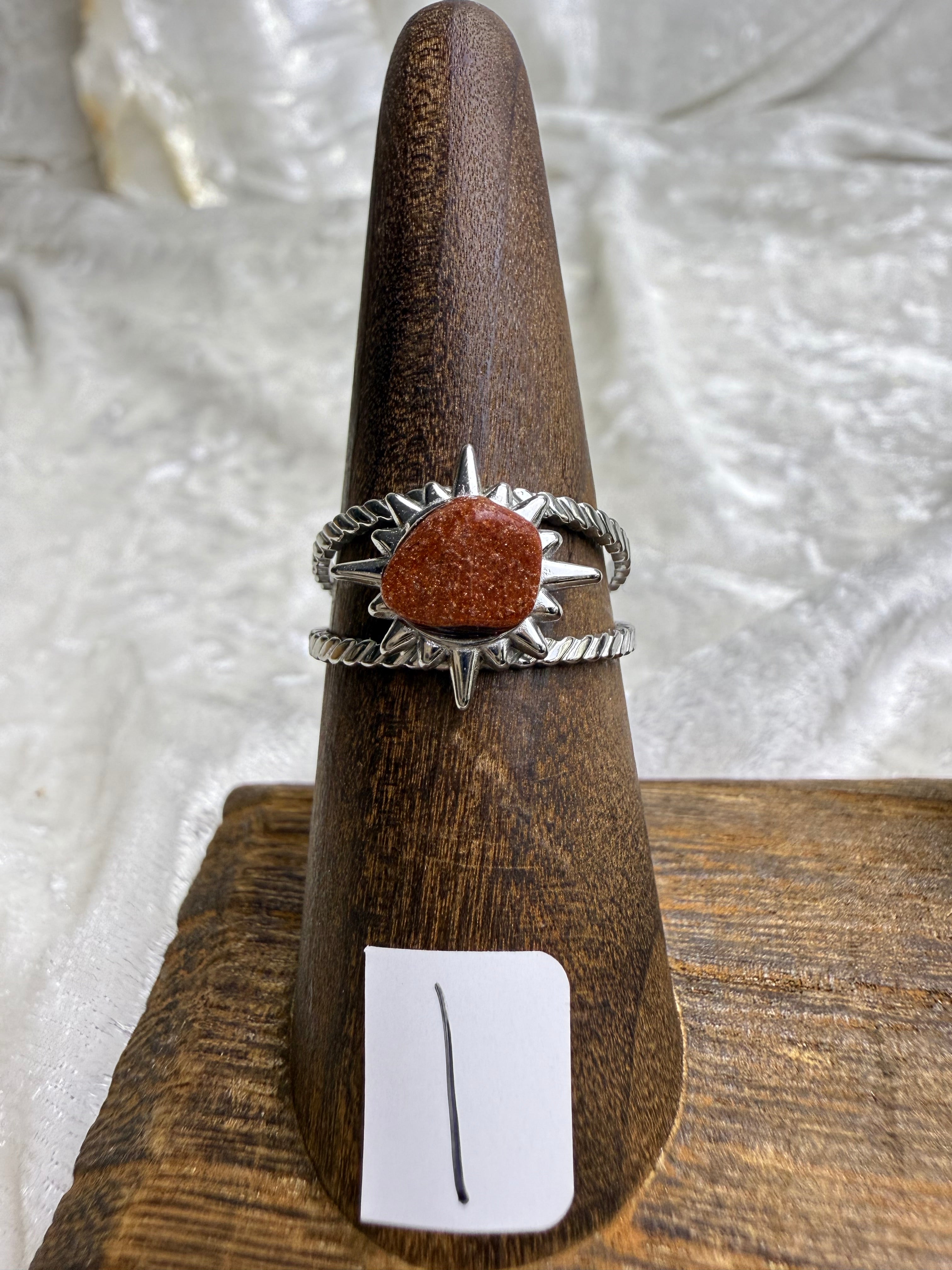 One-of-a-Kind Raw Goldstone Ring #1 | Handmade Adjustable Hypoallergenic Crystal Jewelry