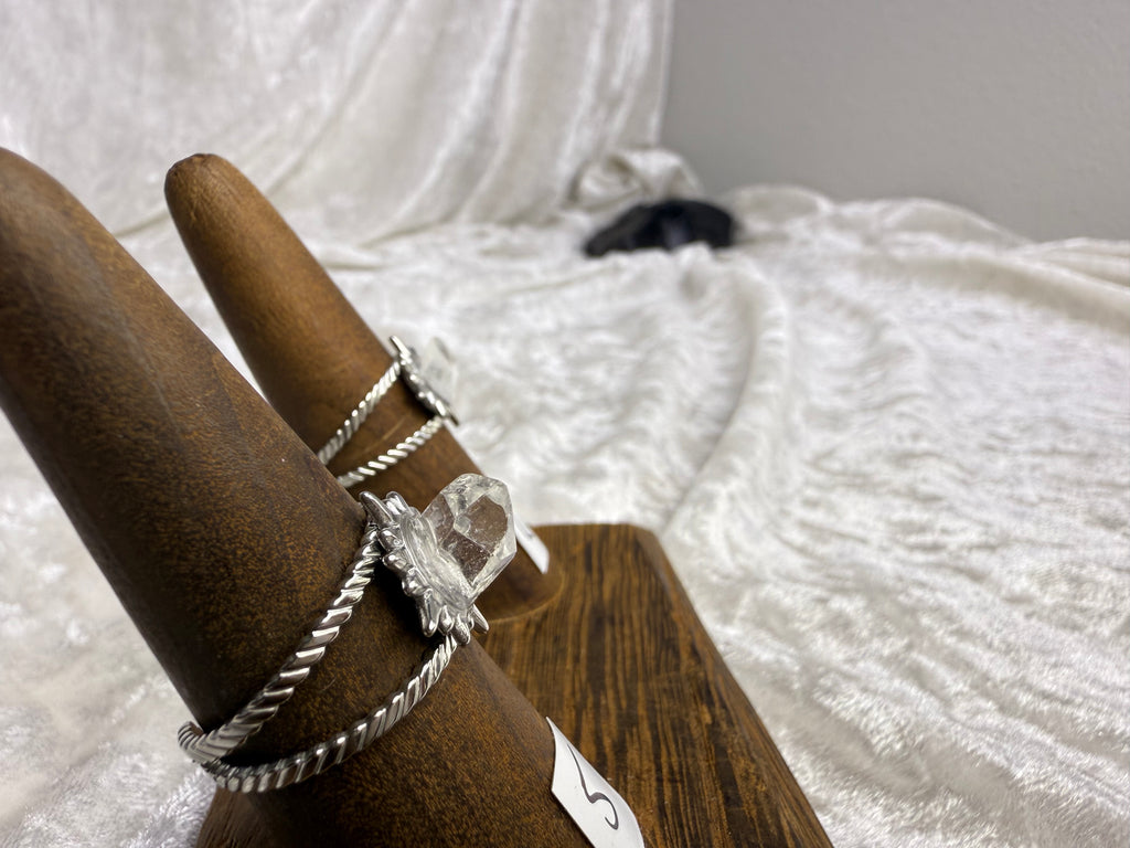 One-of-a-Kind Raw Clear Quartz Ring #5 | Handmade Adjustable Hypoallergenic Crystal Jewelry