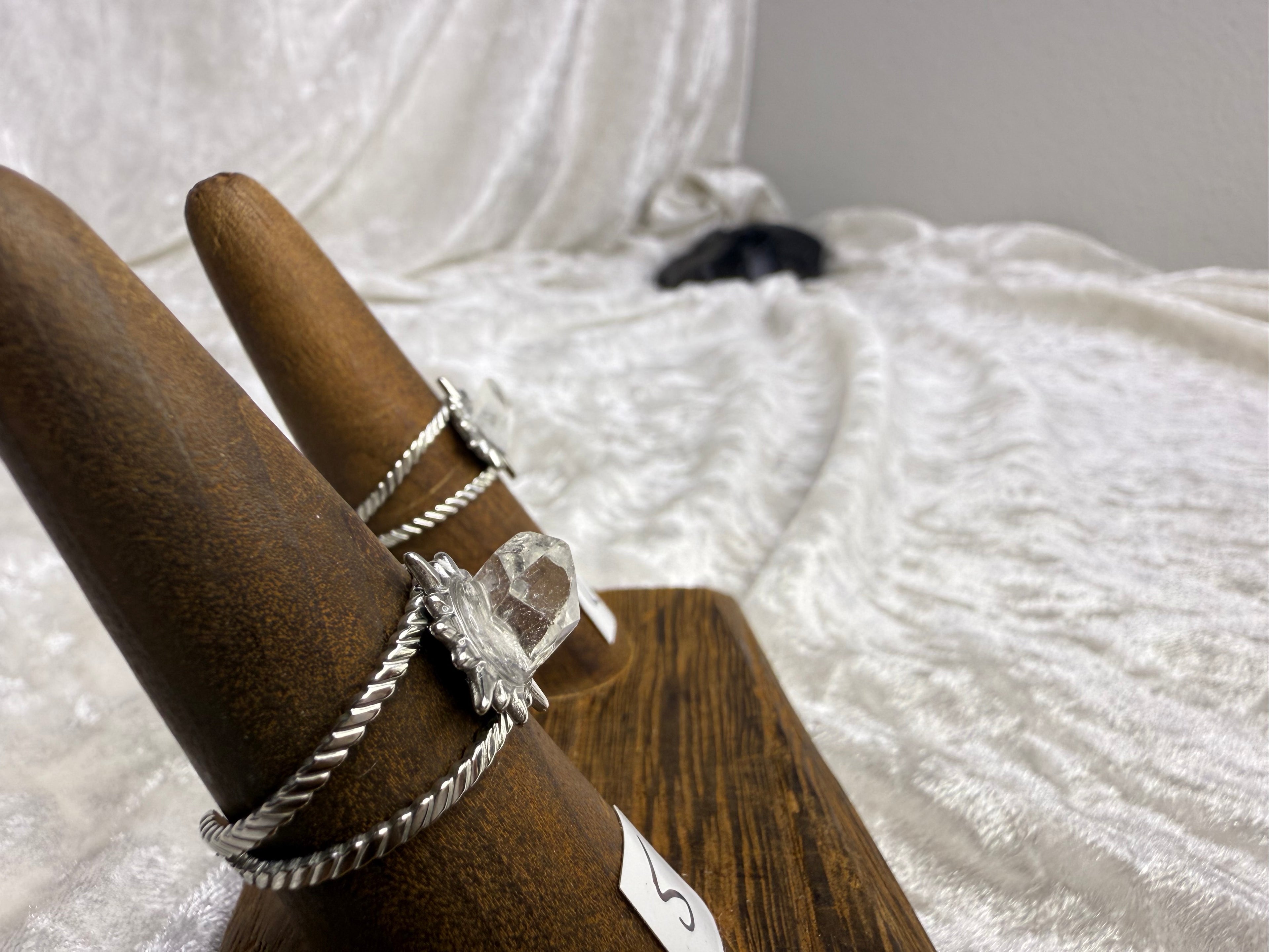One-of-a-Kind Raw Clear Quartz Ring #5 | Handmade Adjustable Hypoallergenic Crystal Jewelry