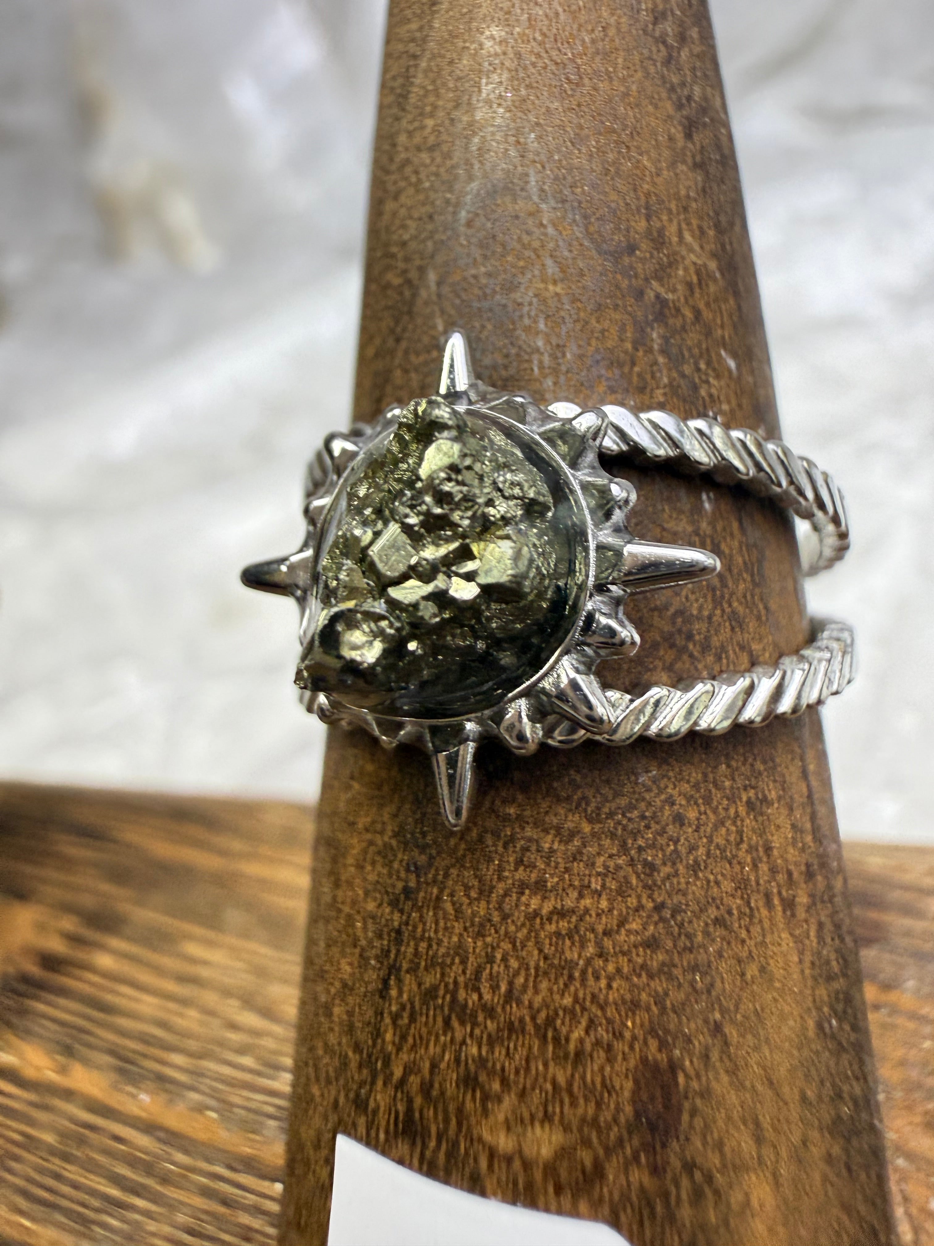 One-of-a-Kind Raw Pyrite Ring #5 | Handmade Adjustable Hypoallergenic Crystal Jewelry