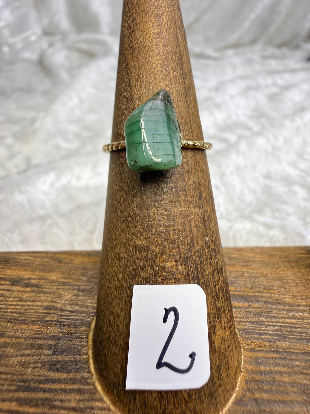 One-of-a-Kind Raw Emerald Ring #2 | Handmade Adjustable Hypoallergenic Crystal Jewelry