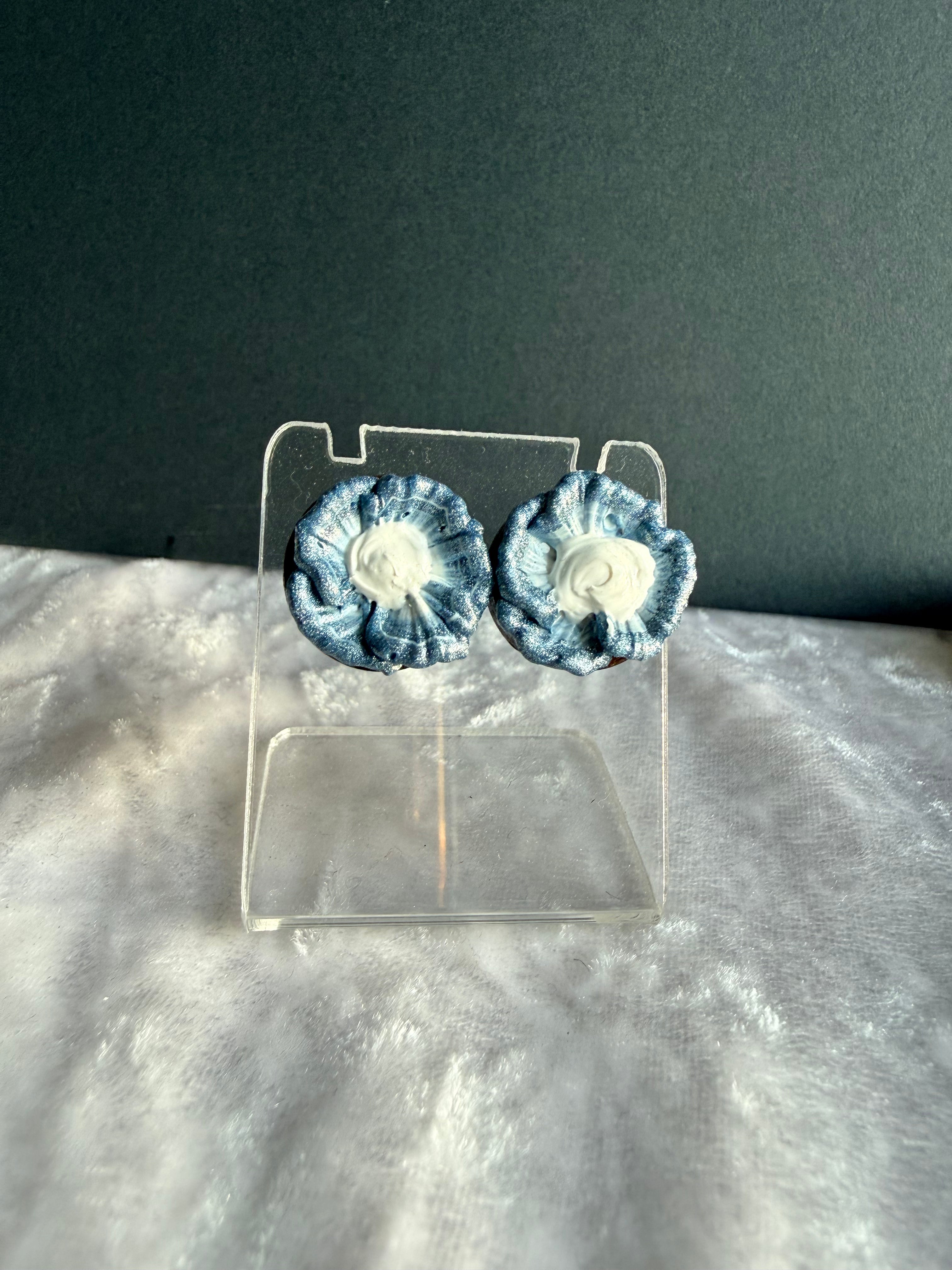 Baby Blues Floral Sculpture Earrings
