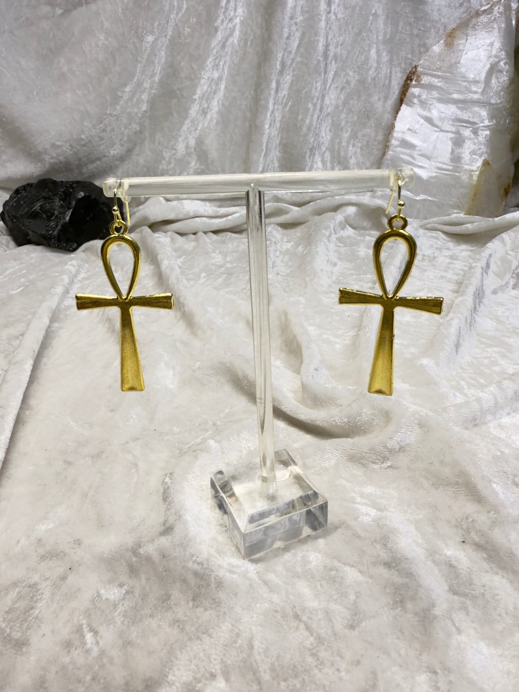 Gold Ankh Earrings