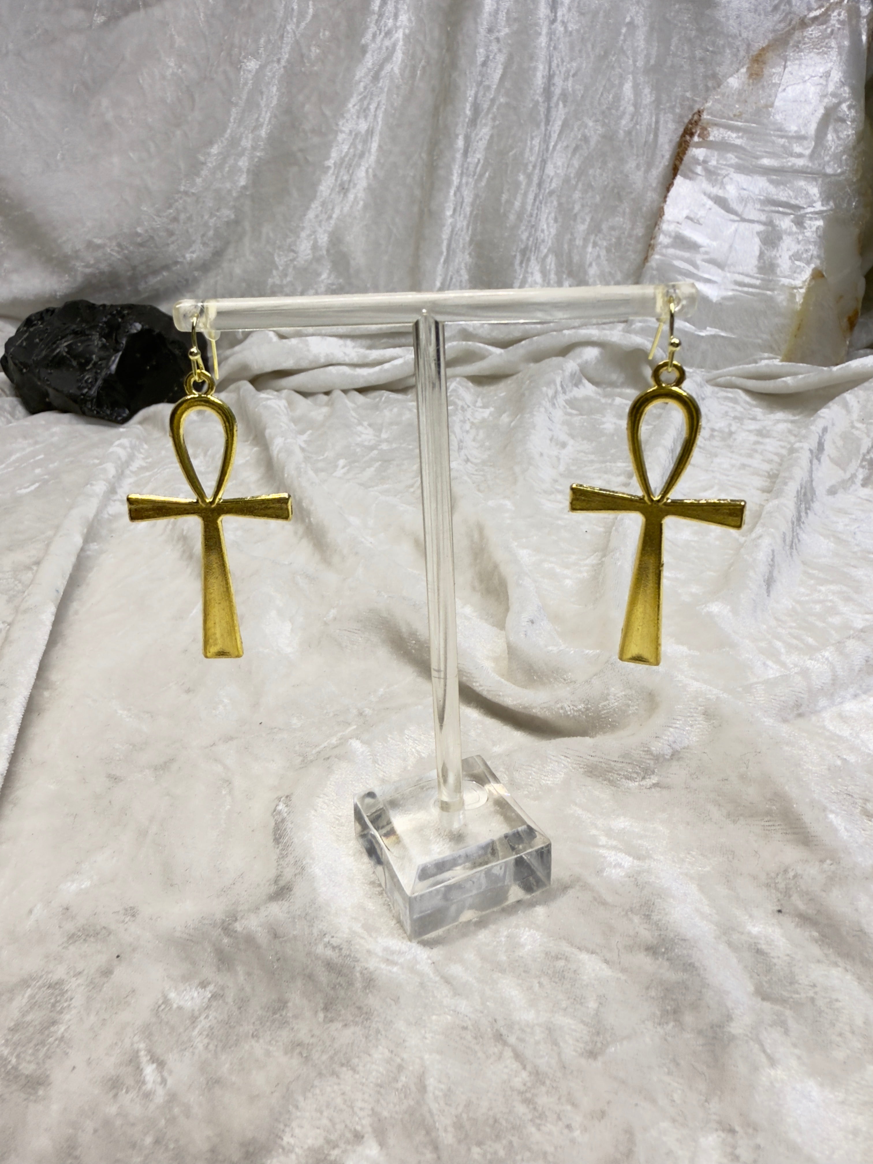 Gold Ankh Earrings