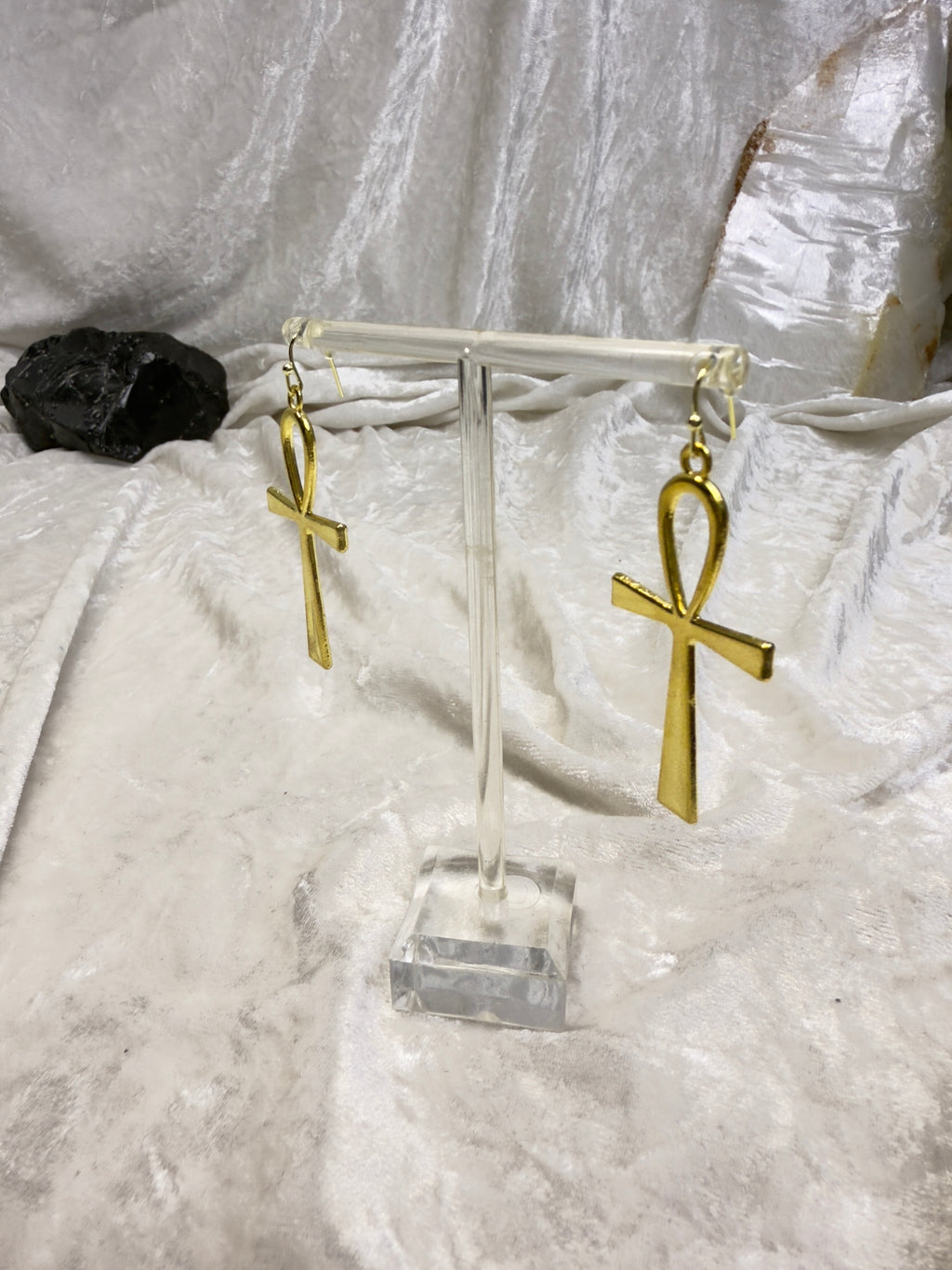 Gold Ankh Earrings