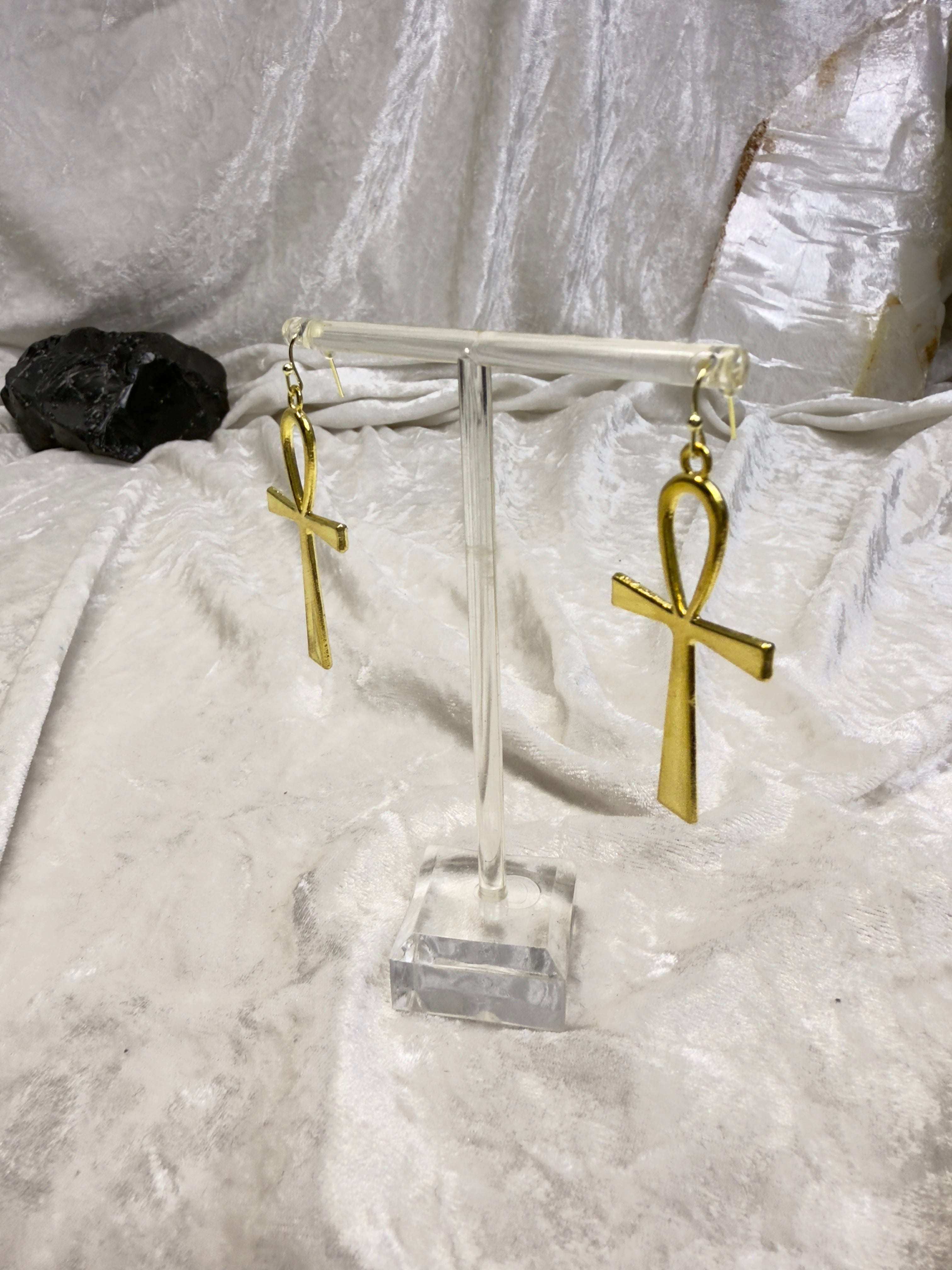 Gold Ankh Earrings