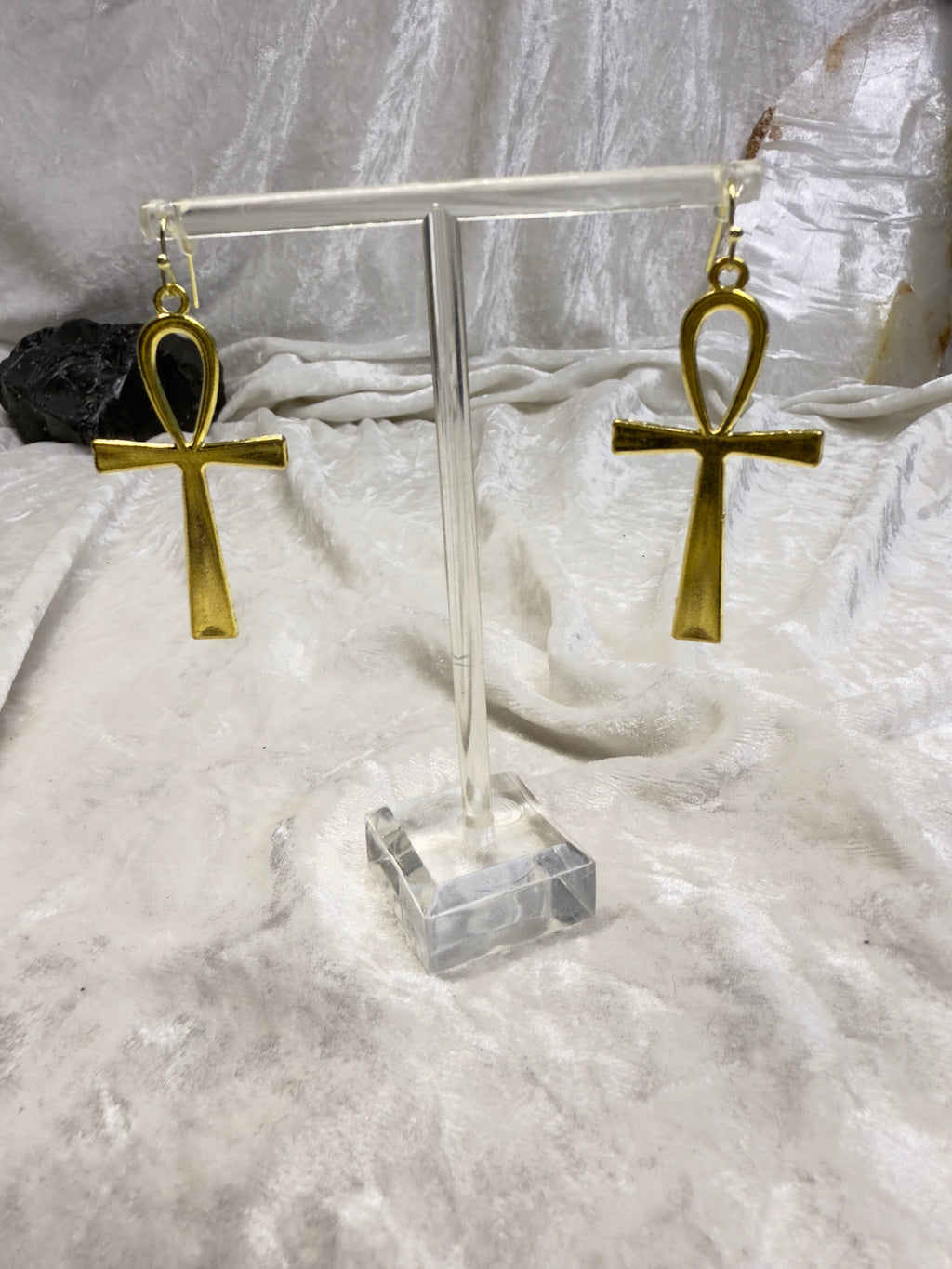 Gold Ankh Earrings