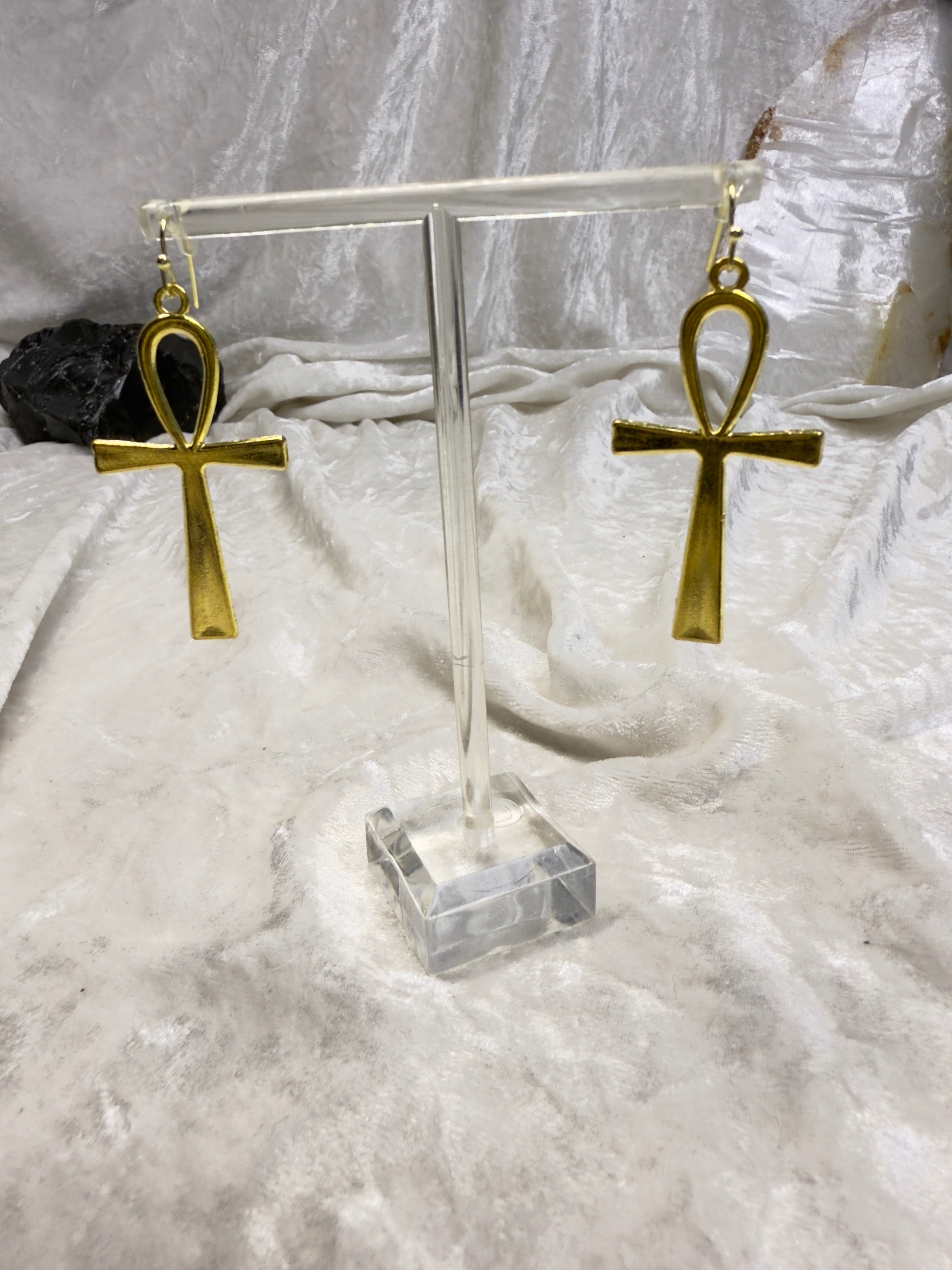 Gold Ankh Earrings